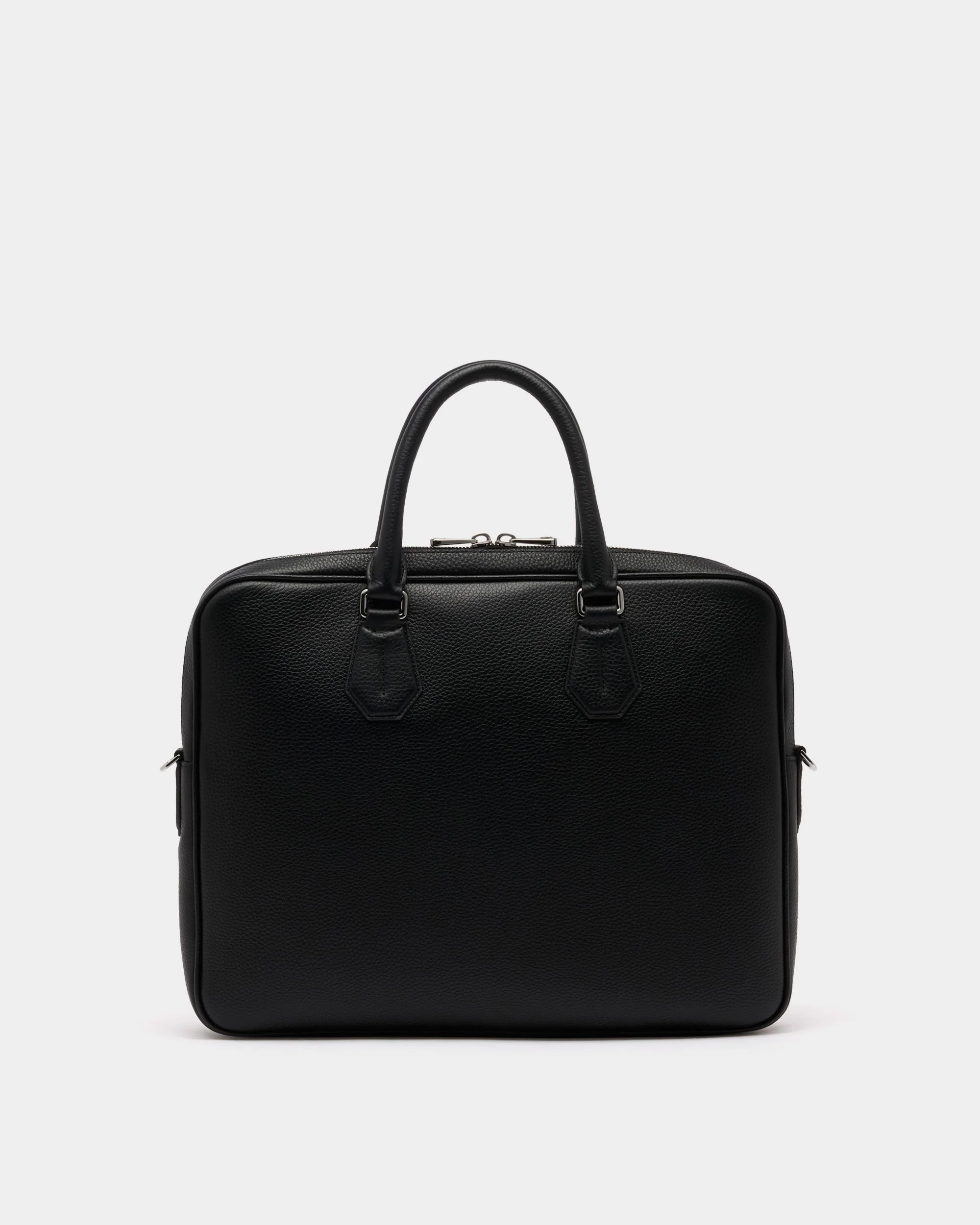 Briefcase in Black Grained Leather - Image 3