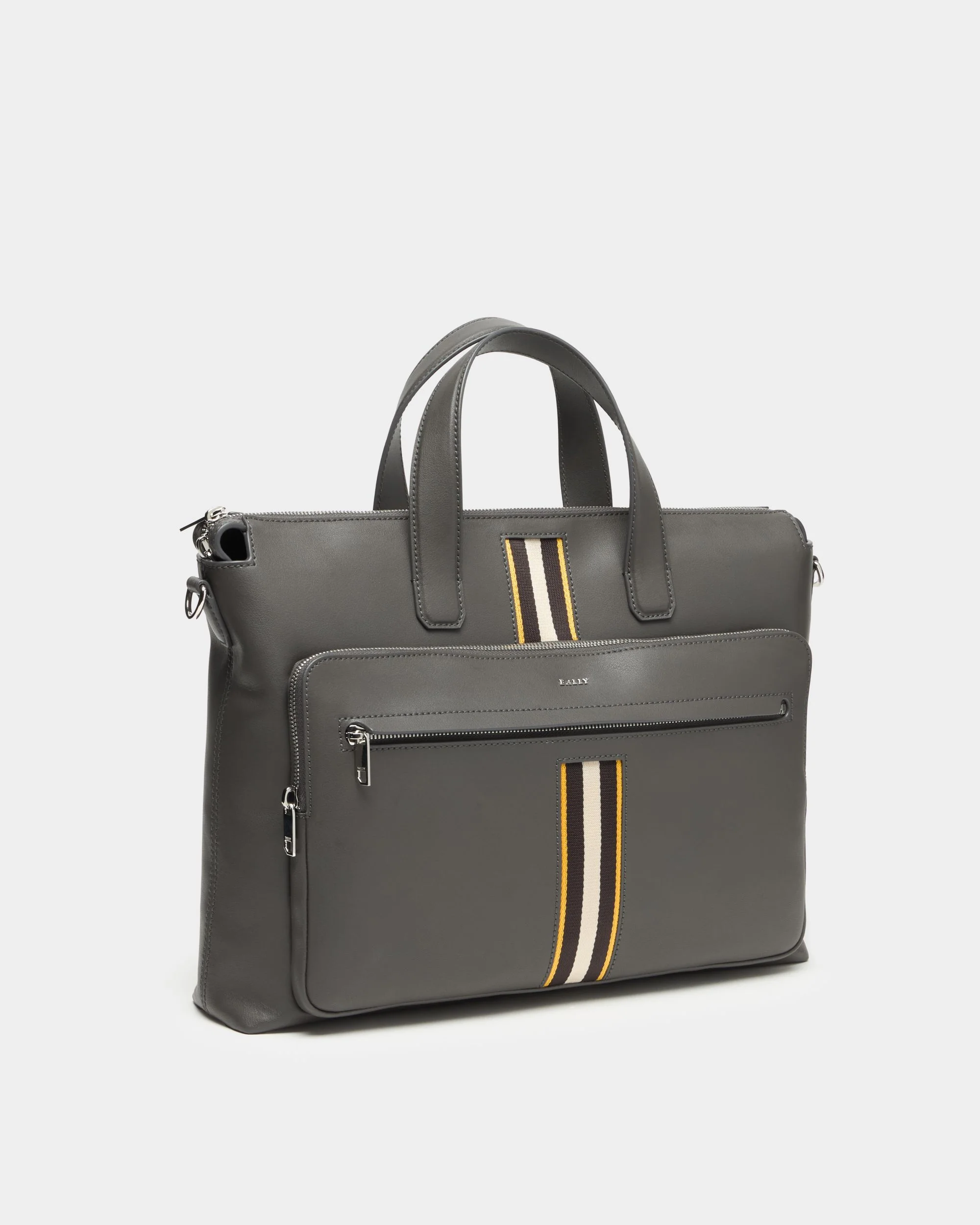 Briefcase In Grey Leather - Image 3