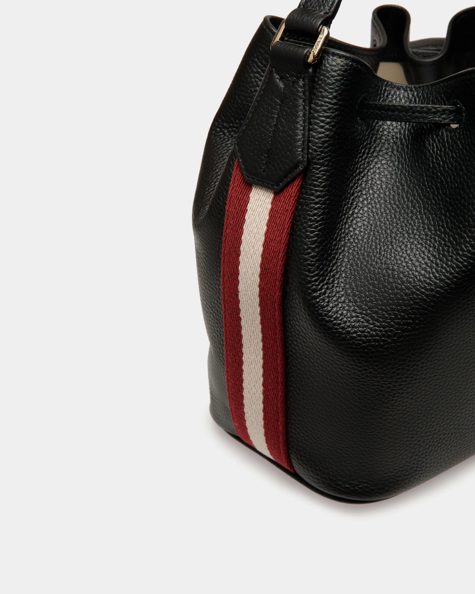 Bucket Bag in Black Grained Leather - Image 5