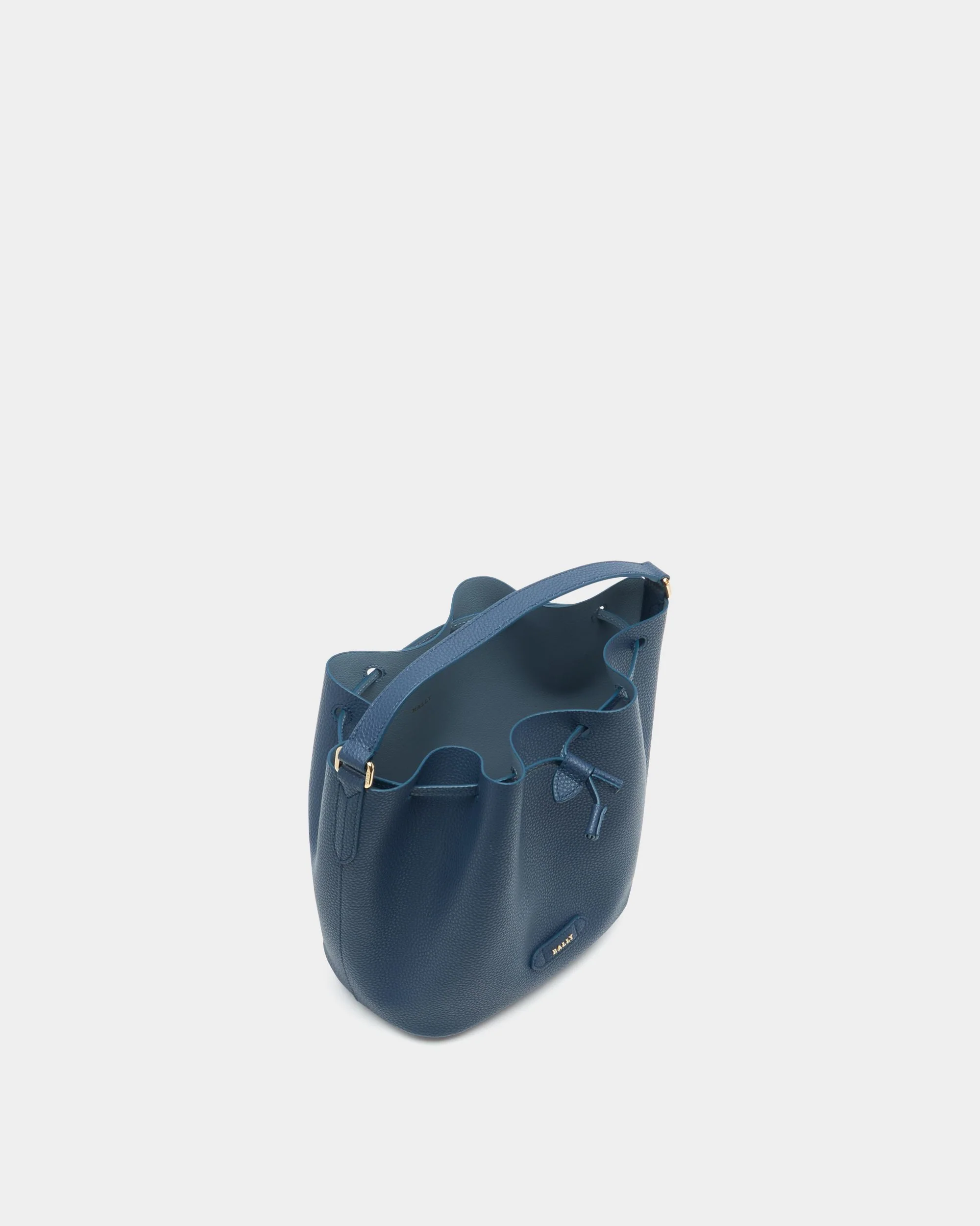 Bucket Bag In Blue Leather - Image 4