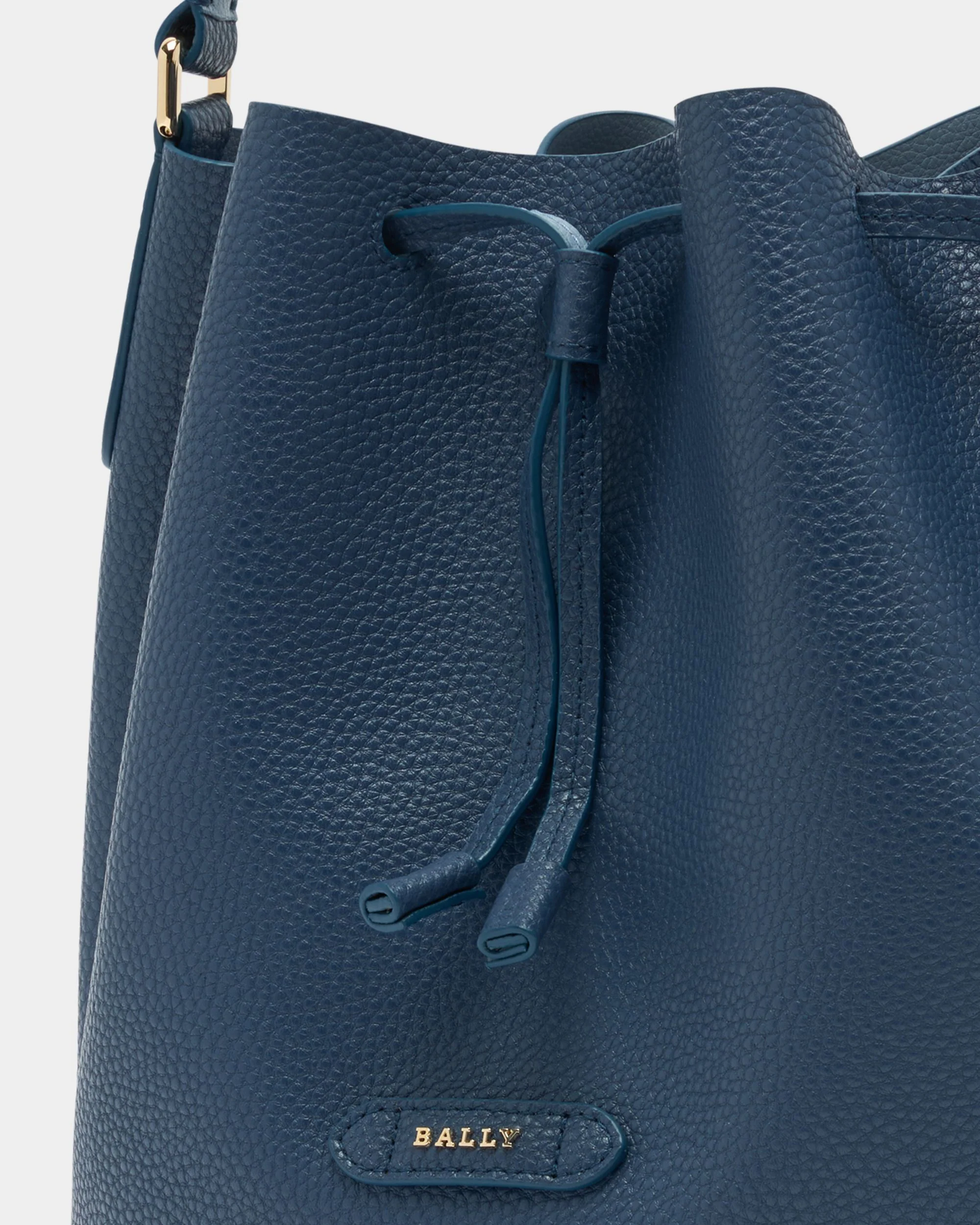Bucket Bag In Blue Leather - Image 5