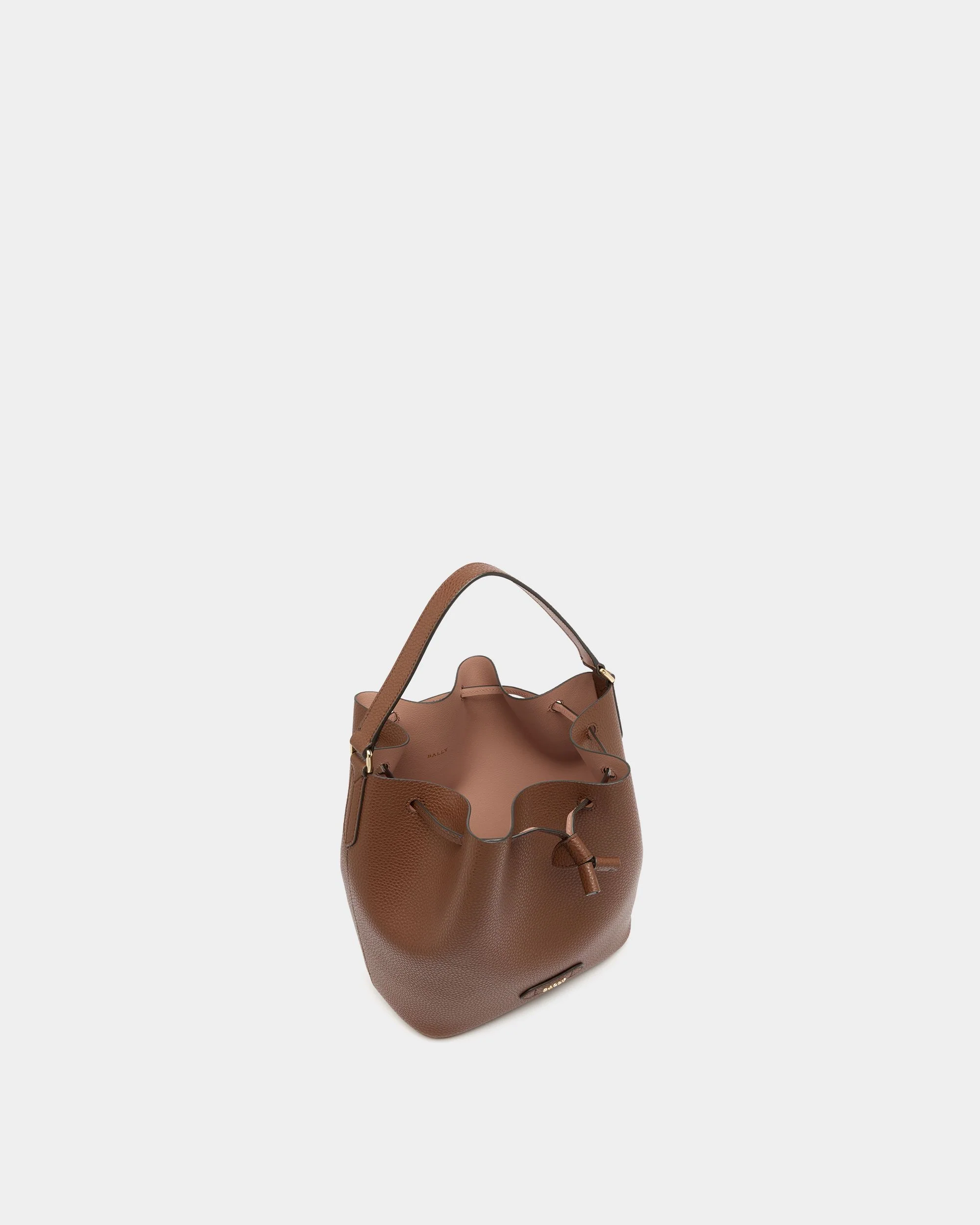 Bucket Bag in Brown Grained Leather - Image 5