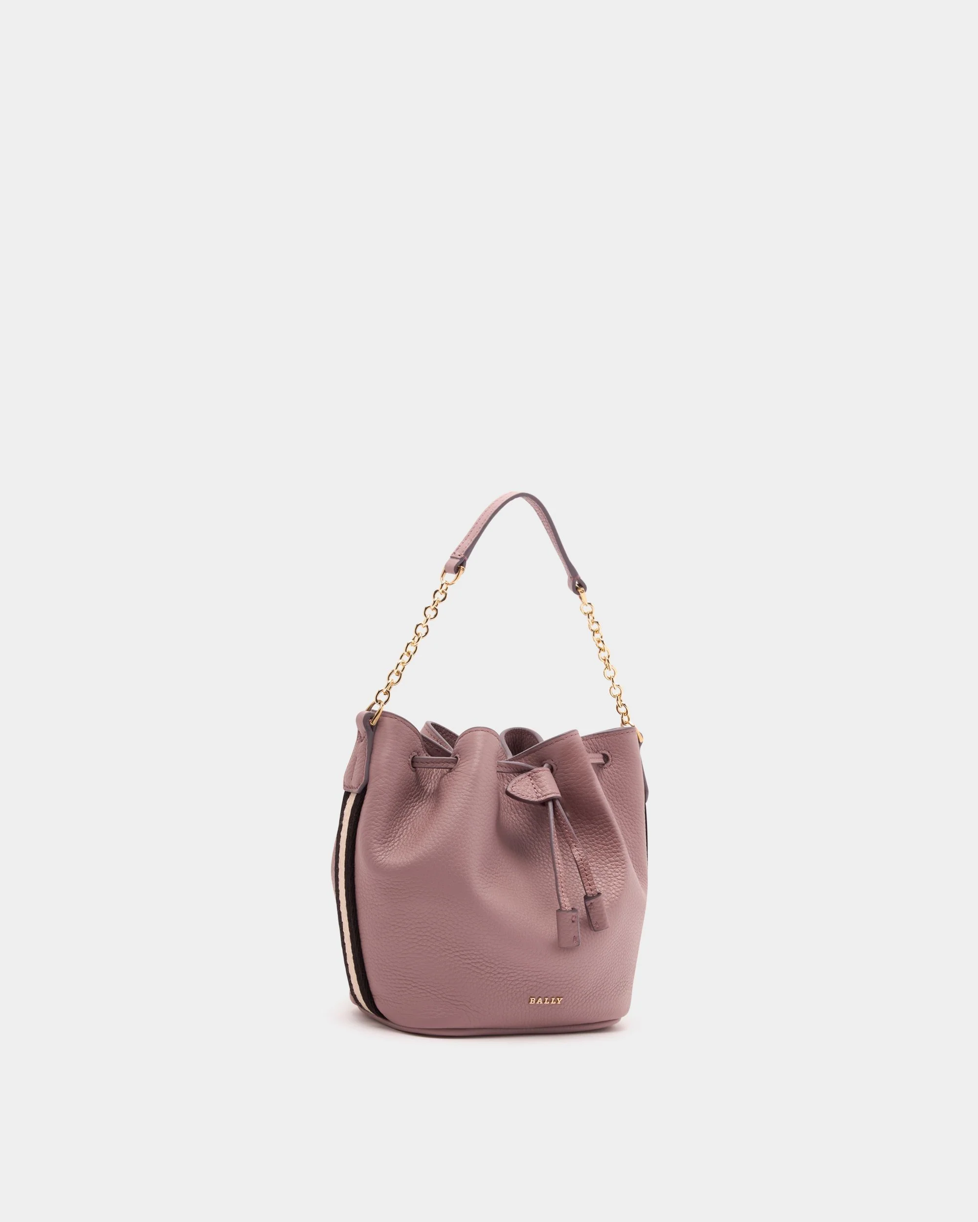 Bucket Bag in Light Mauve Grained Leather - Image 4