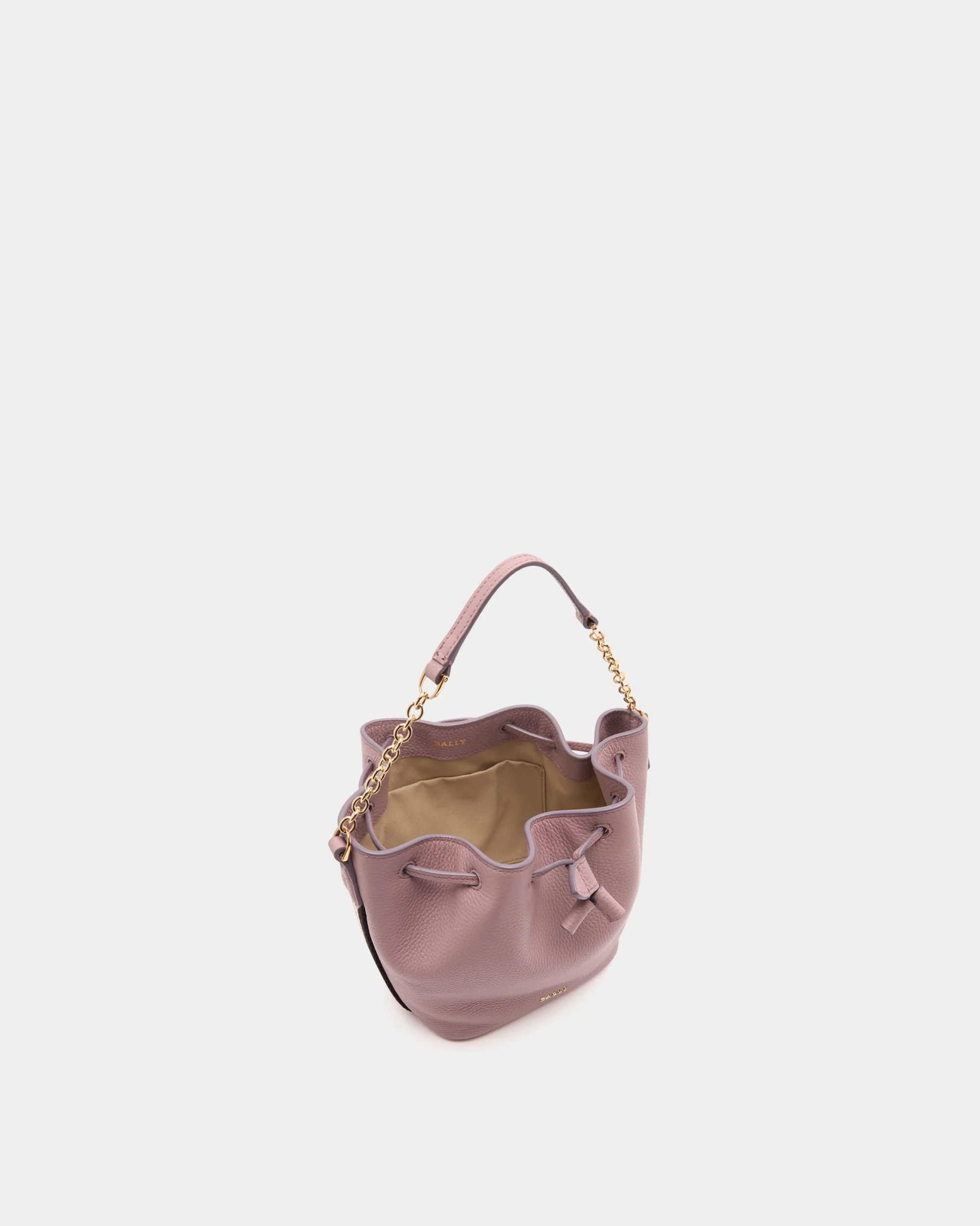Bucket Bag in Light Mauve Grained Leather - Image 5