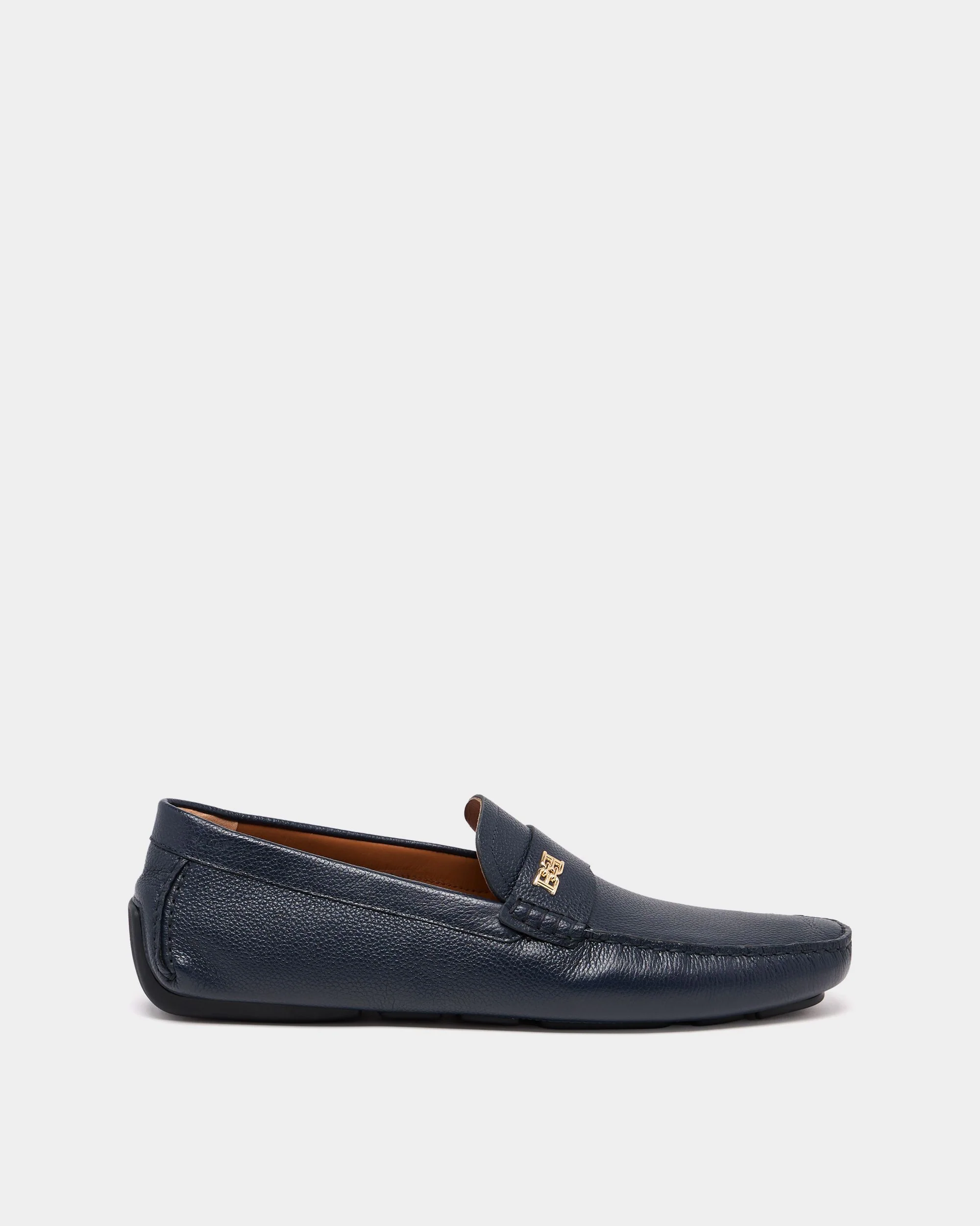 Buckle Driver in Blue Grained Leather