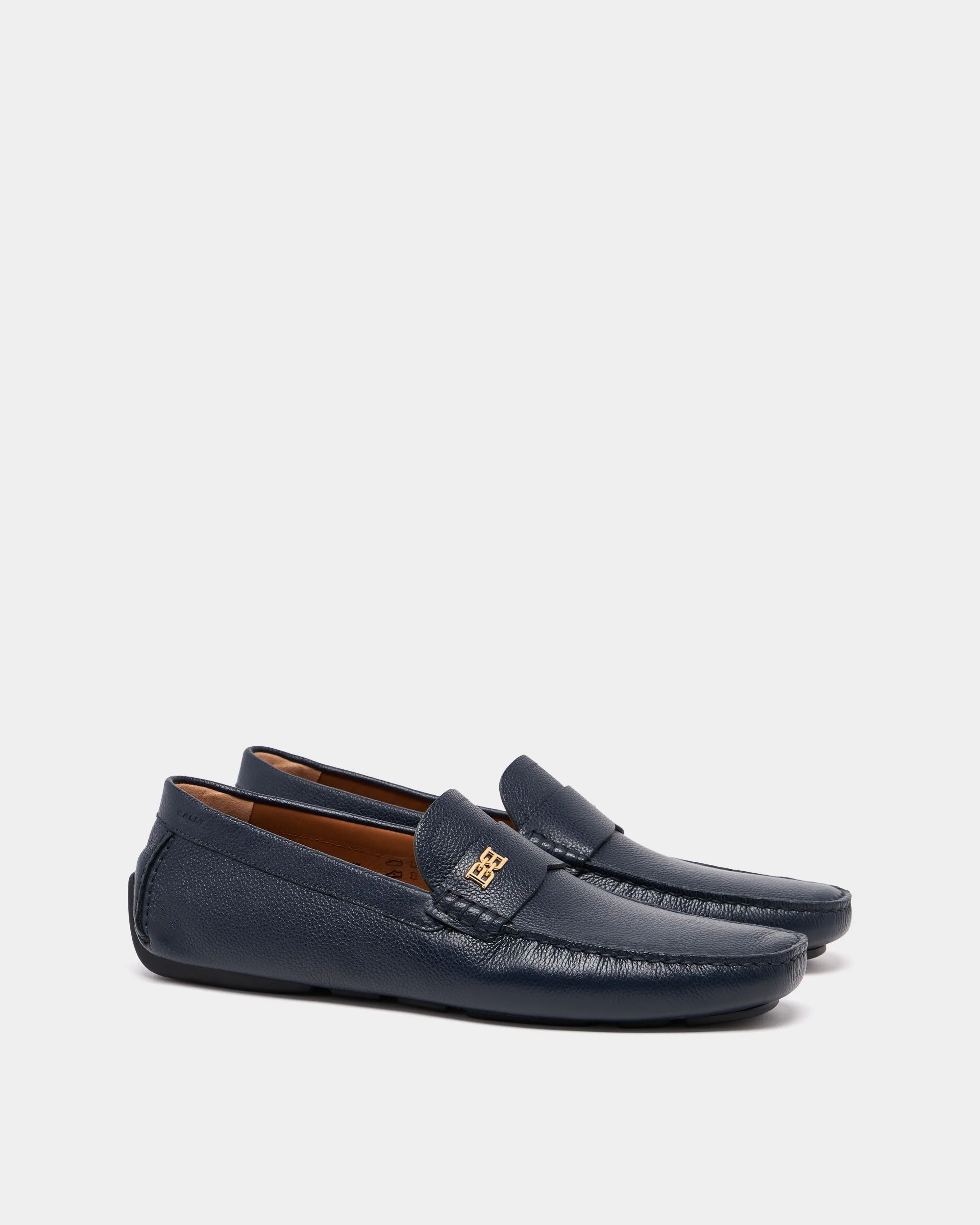 Buckle Driver in Blue Grained Leather - Image 2