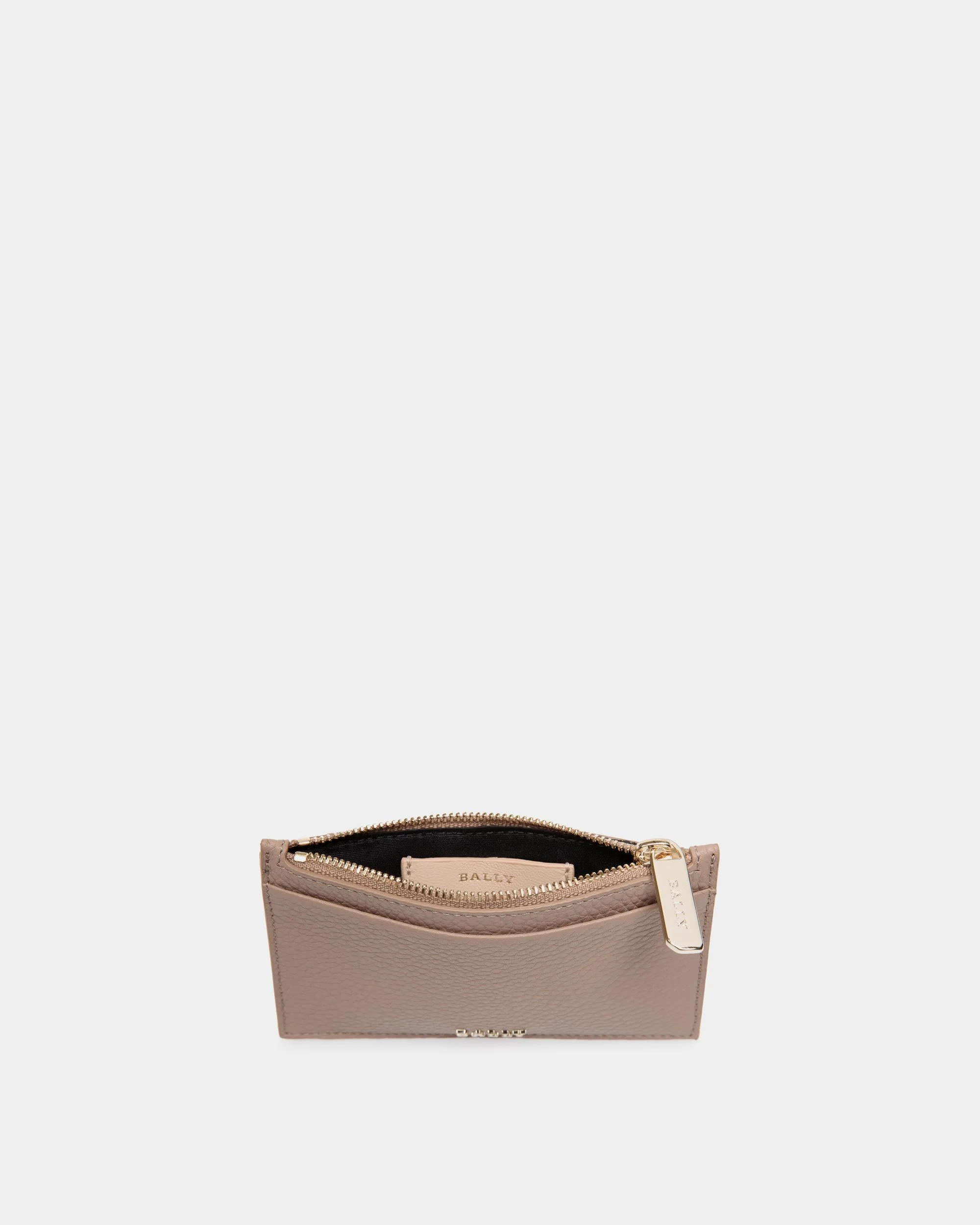 Business Card Holder in Beige Grained Leather - Image 3