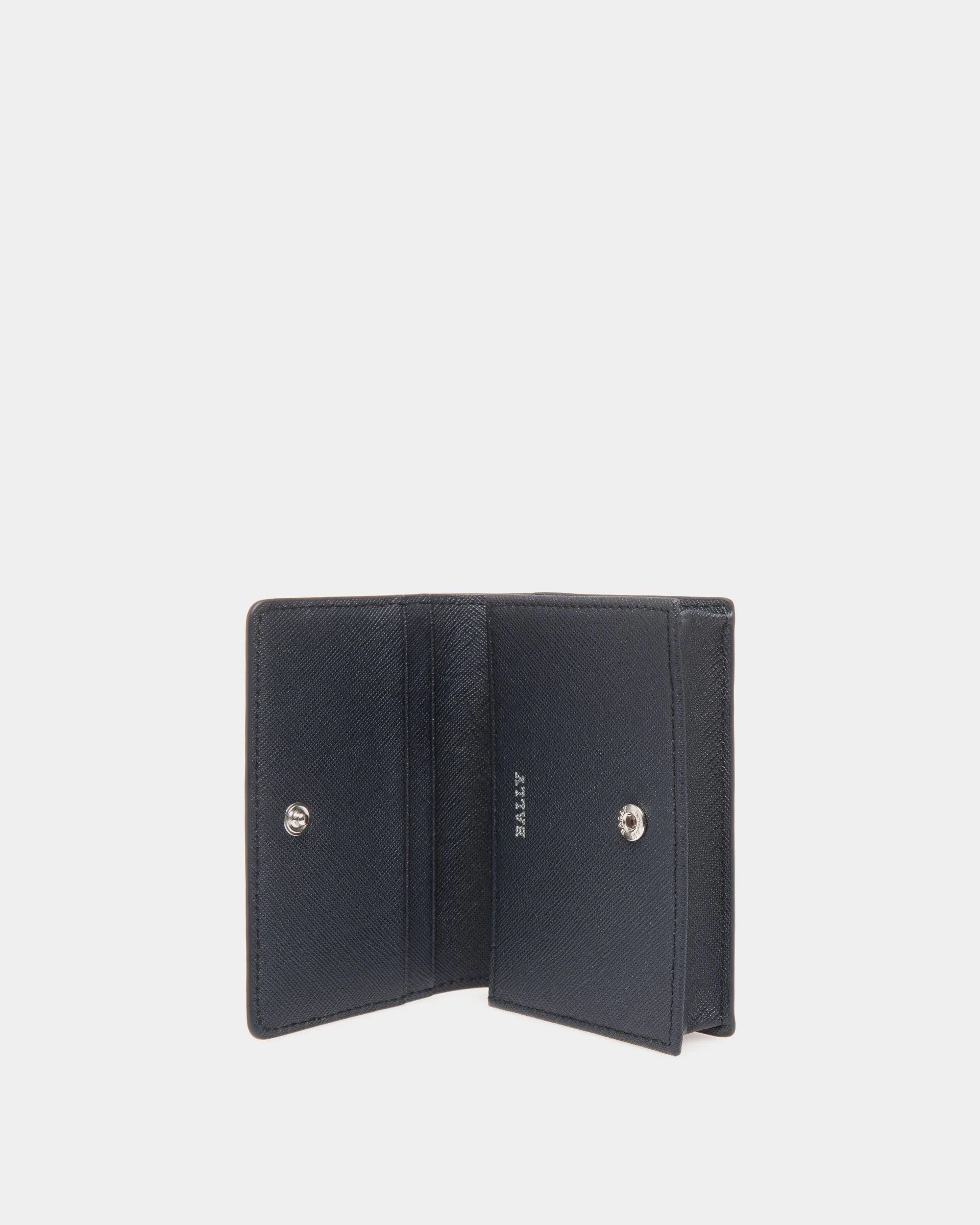 Business Card Holder in Blue Embossed Leather - Image 3