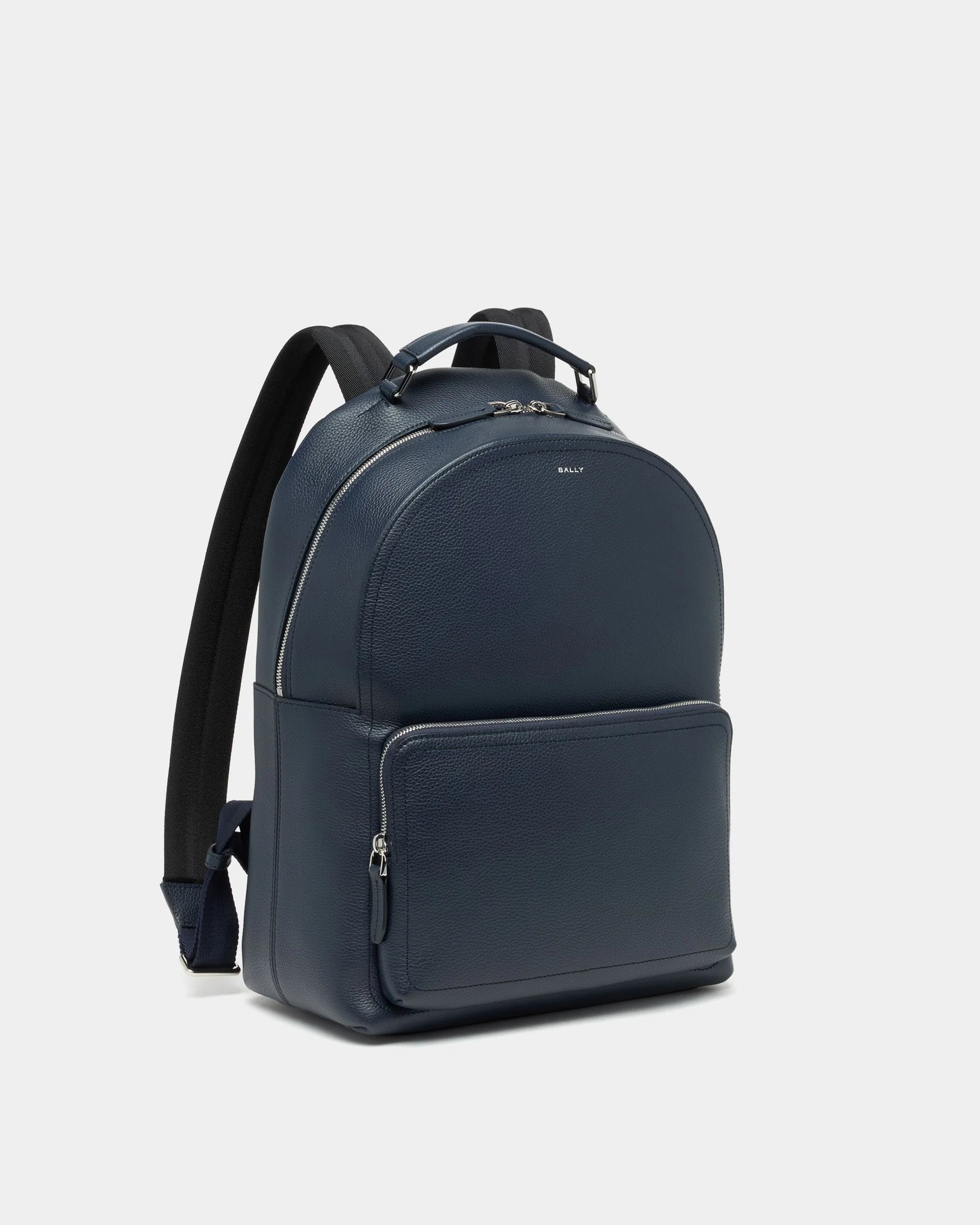 Capitol Backpack in Navy Blue Grained Leather - Image 4
