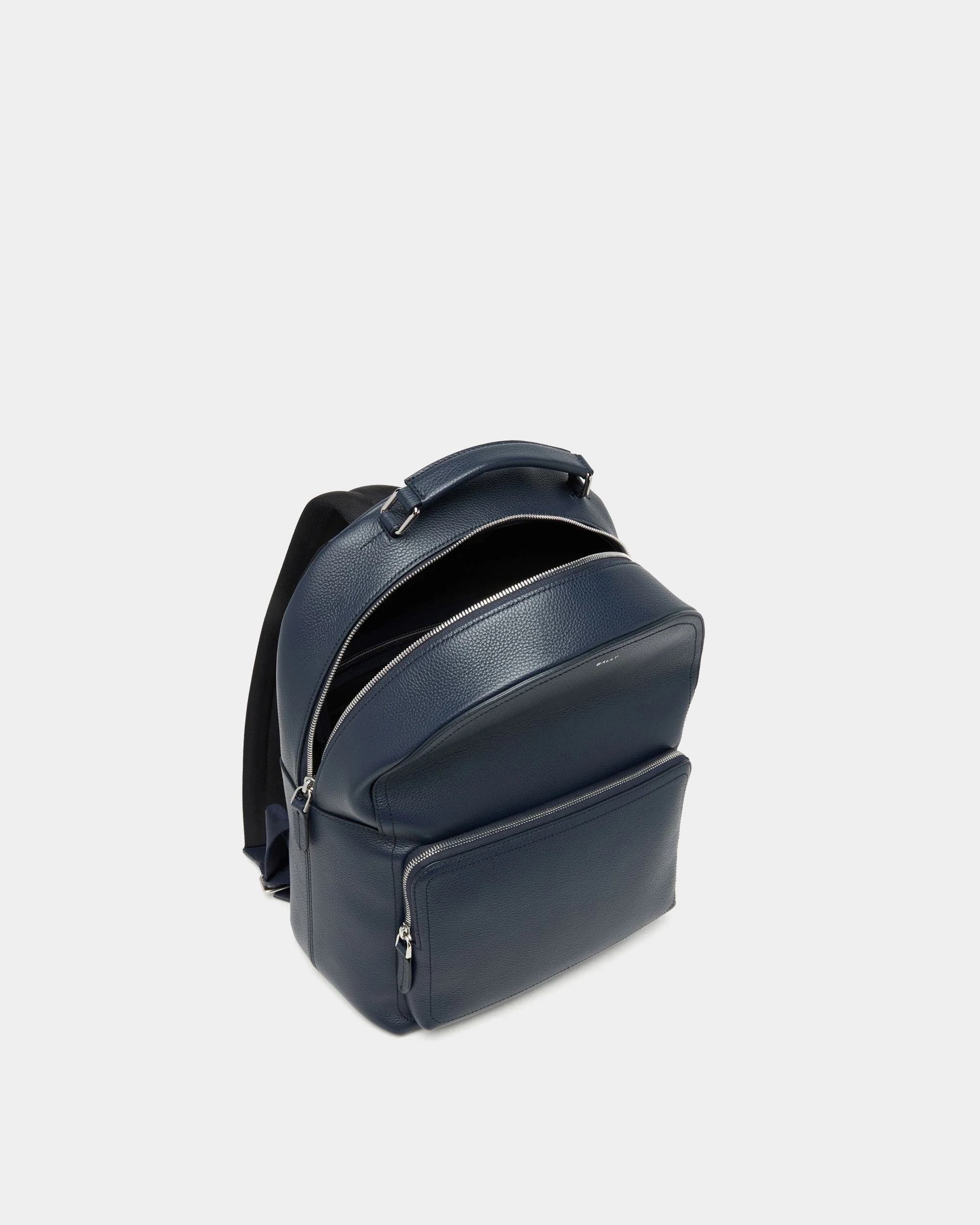 Capitol Backpack in Navy Blue Grained Leather - Image 5