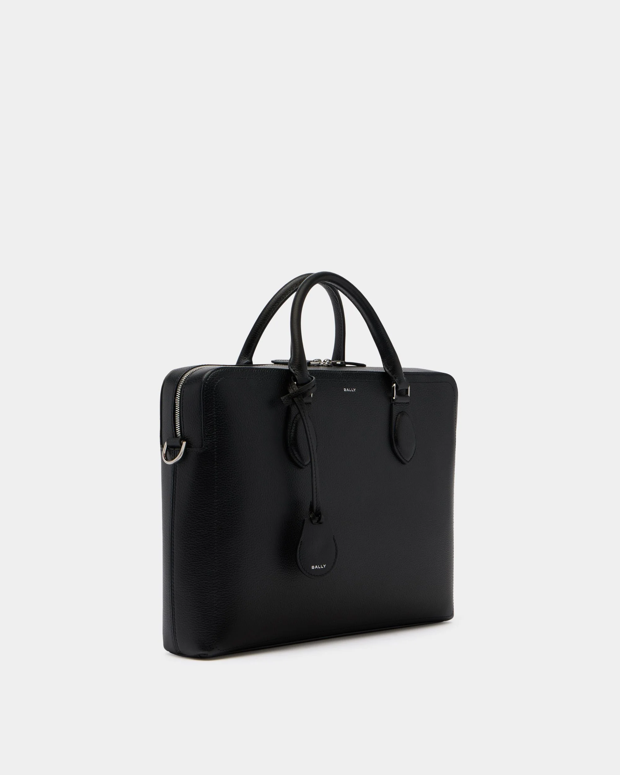 Capitol Briefcase in Black Grained Leather - Image 3
