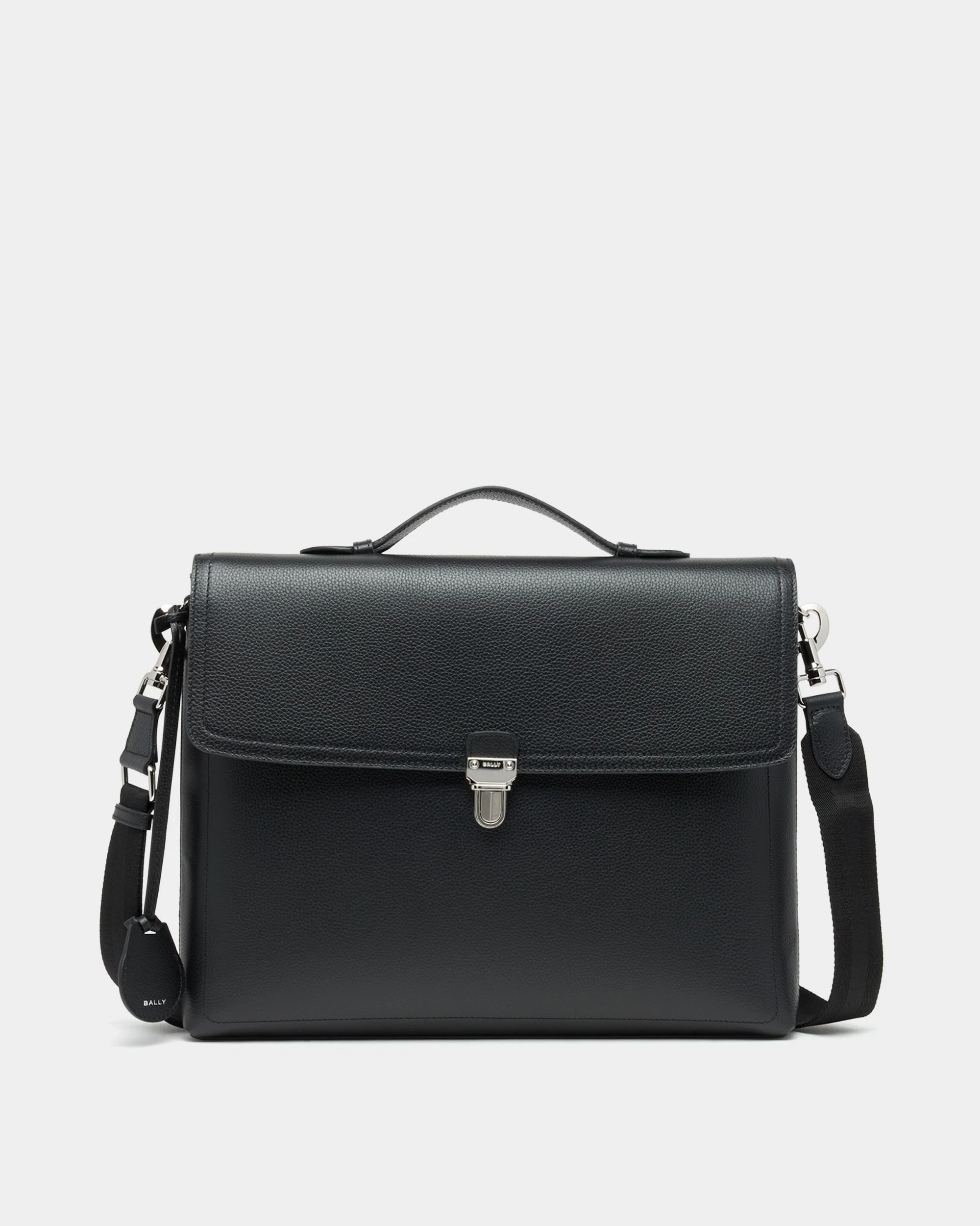Capitol Briefcase in Black Grained Leather
