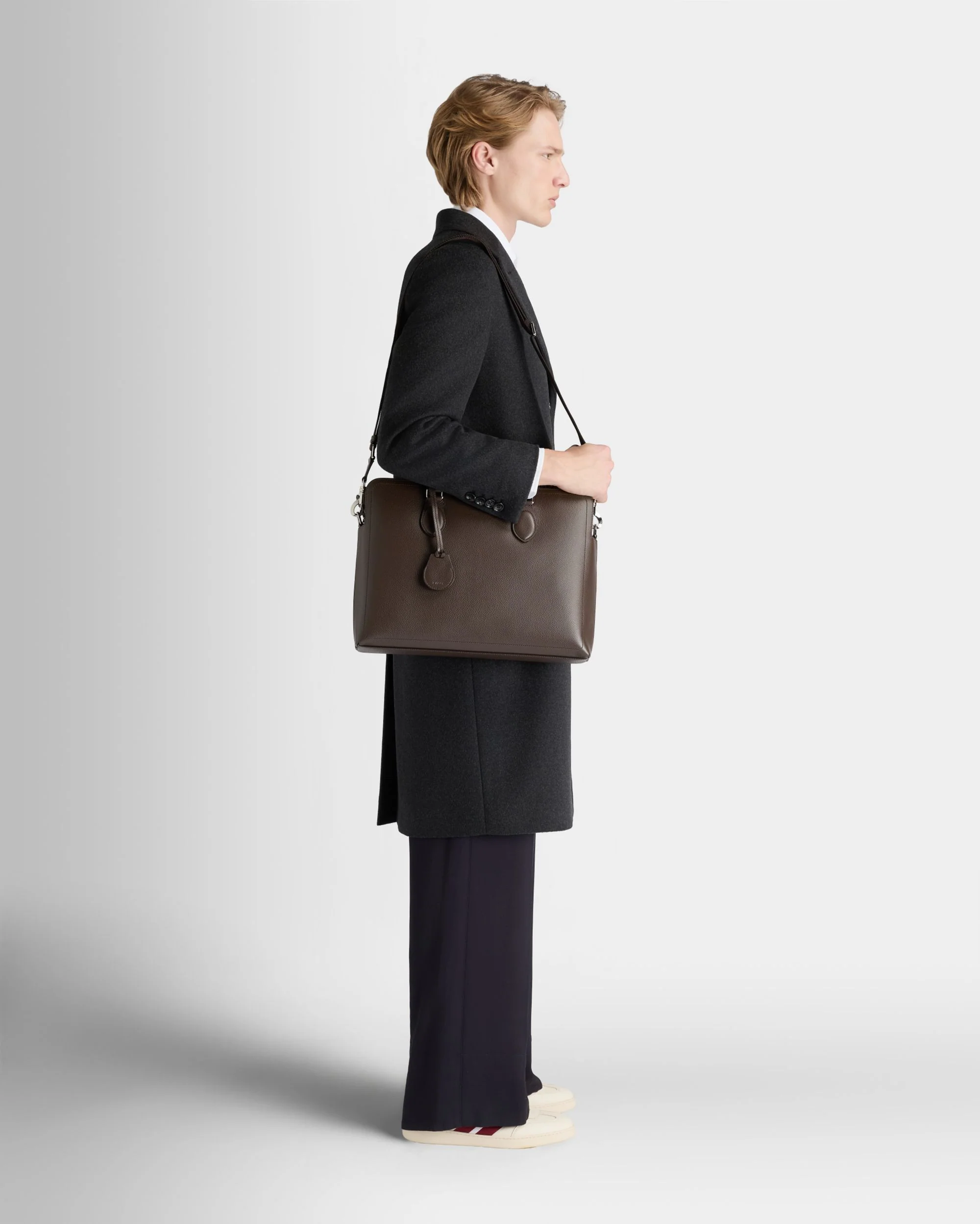Capitol Briefcase in Ebano Grained Leather - Image 2