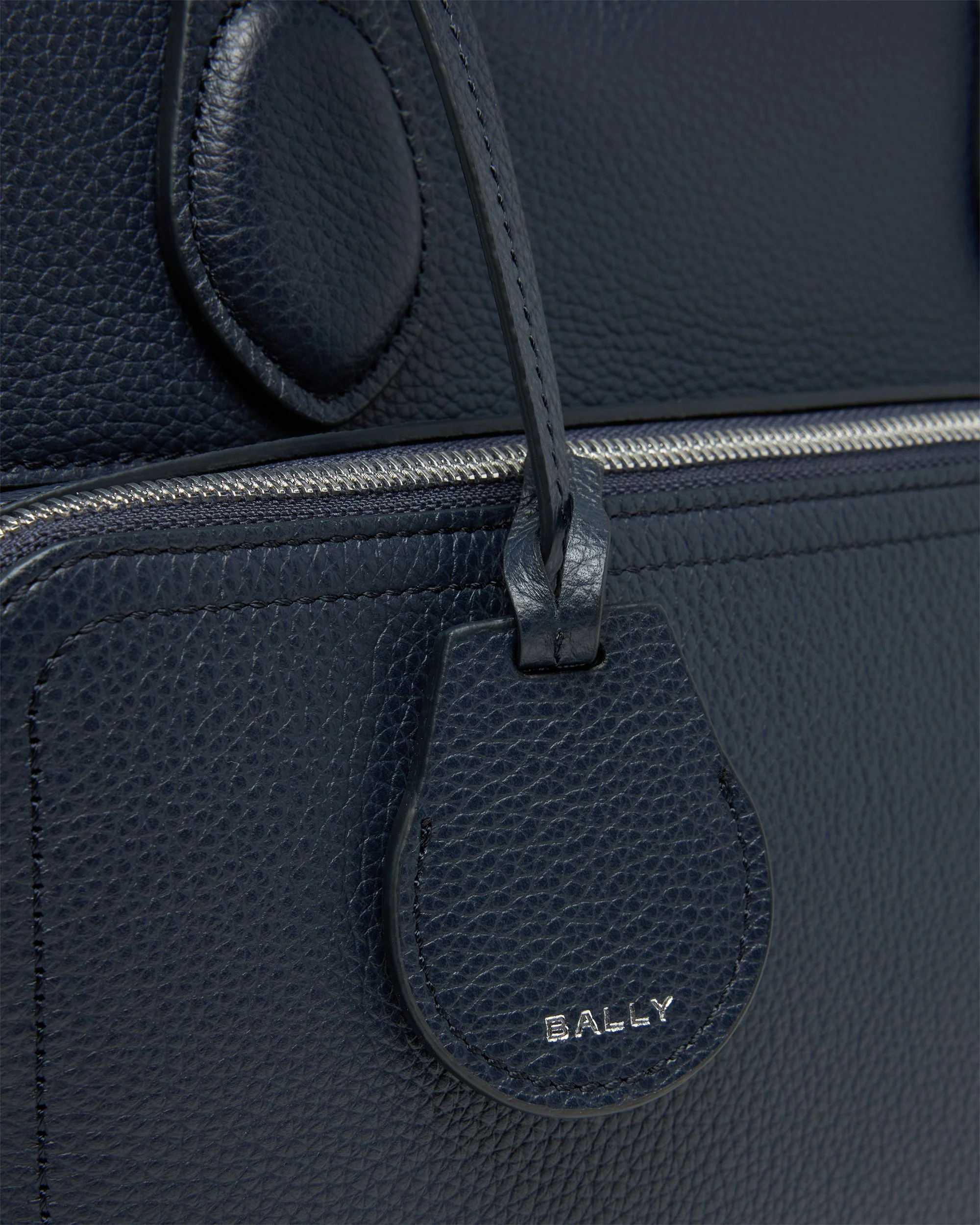 Capitol Briefcase in Navy Blue Grained Leather - Image 6