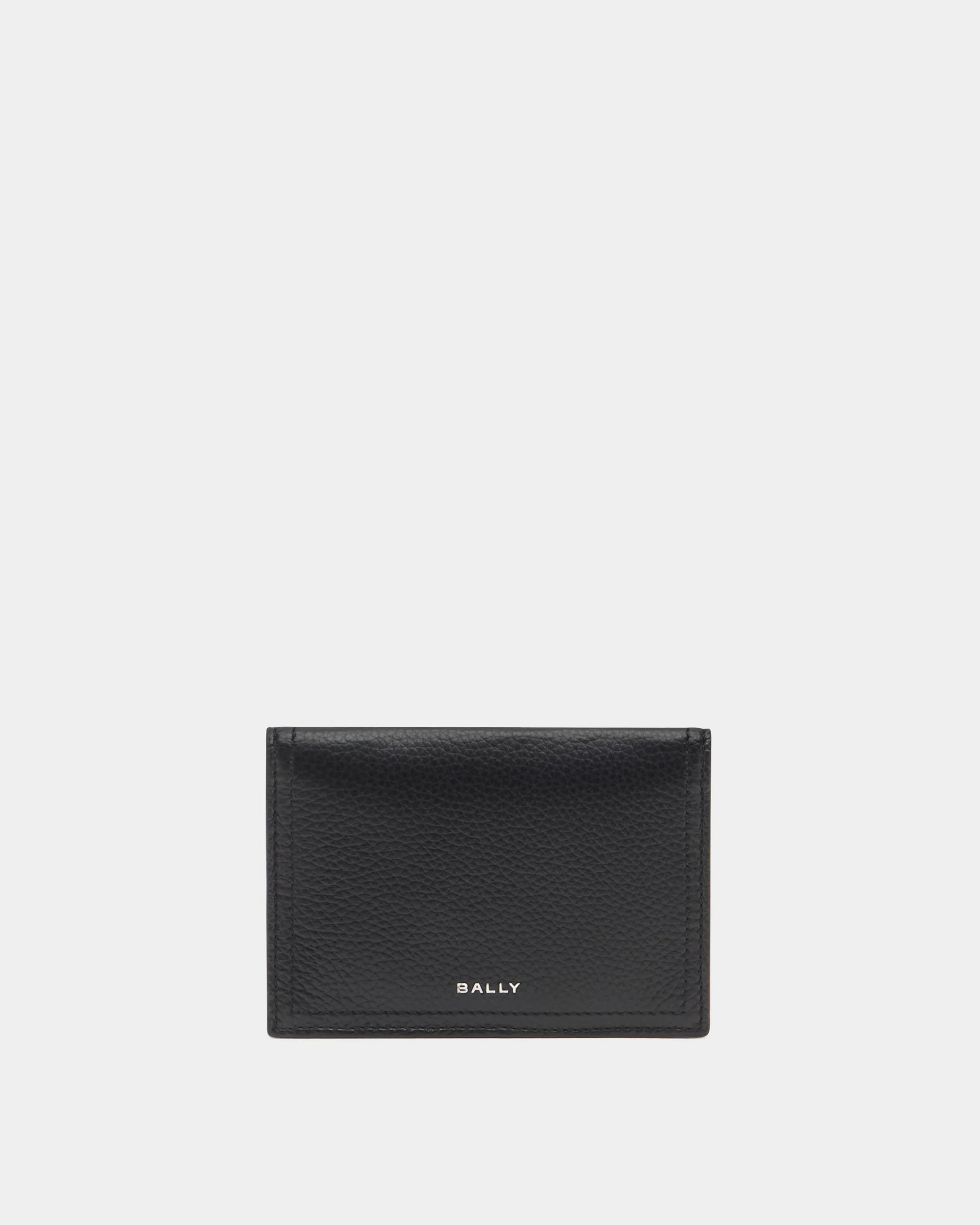 Capitol Card Holder in Black Grained Leather