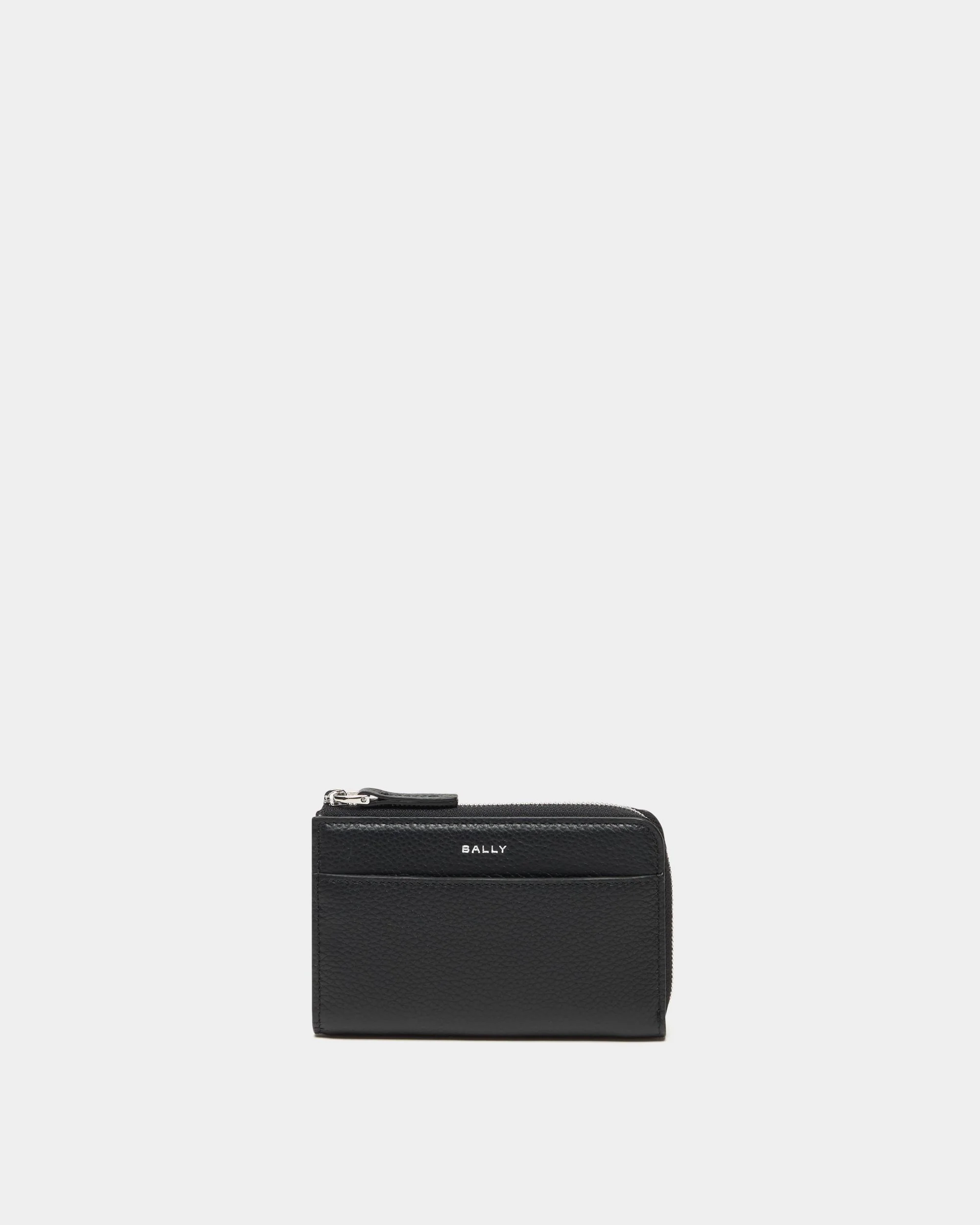 Capitol Card Holder in Black Grained Leather