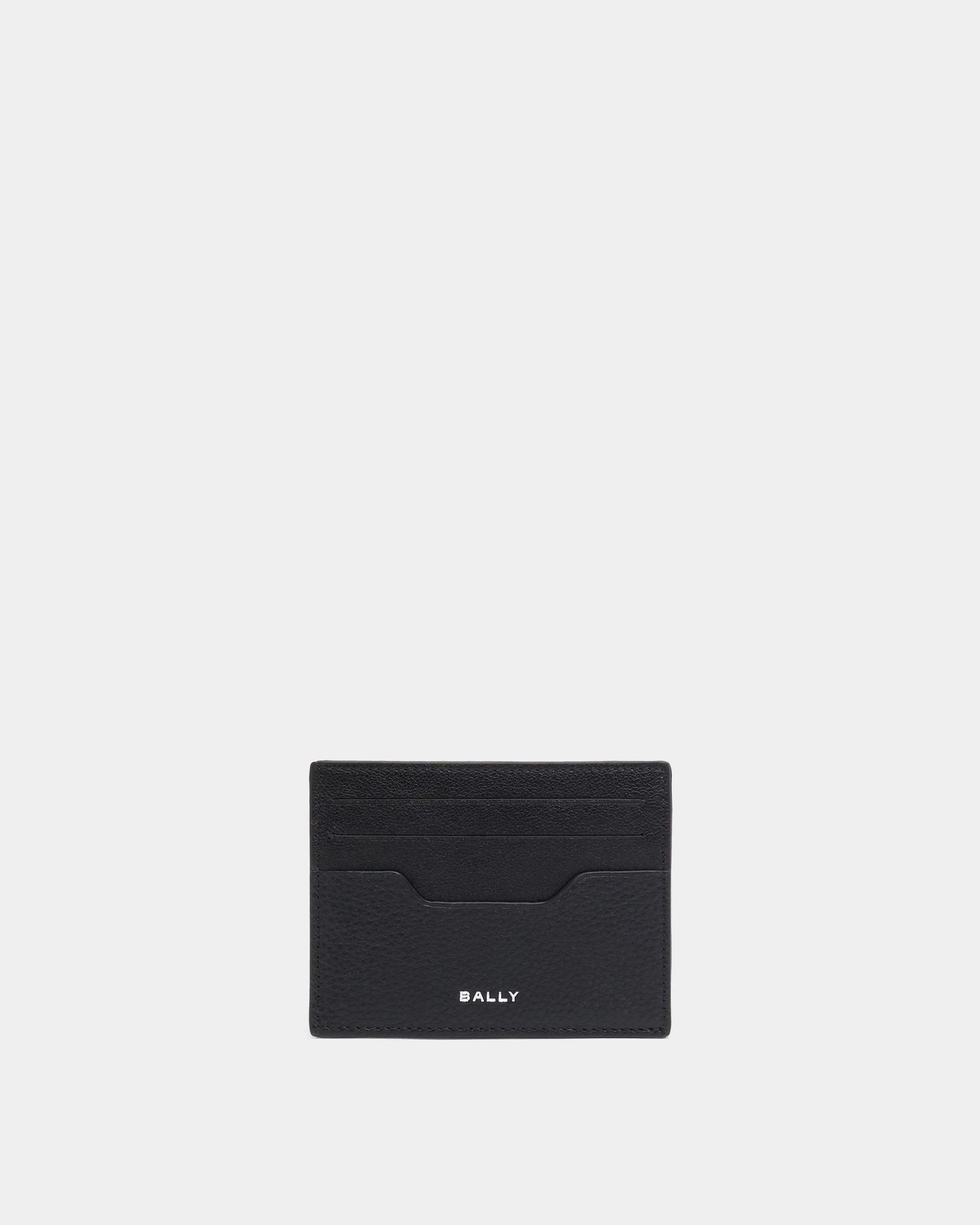 Capitol Card Holder in Black Grained Leather
