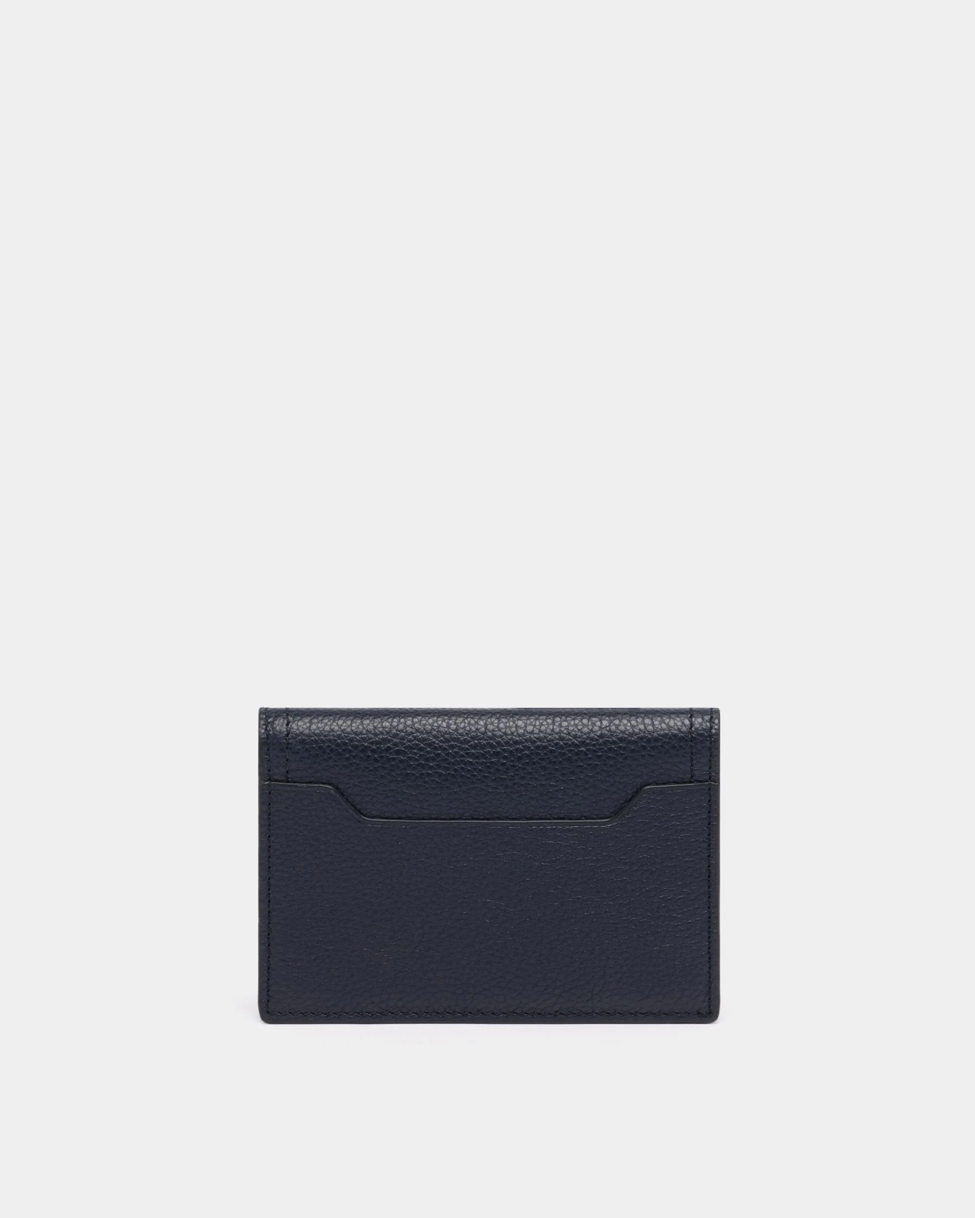 Capitol Card Holder in Navy Blue Grained Leather - Image 2