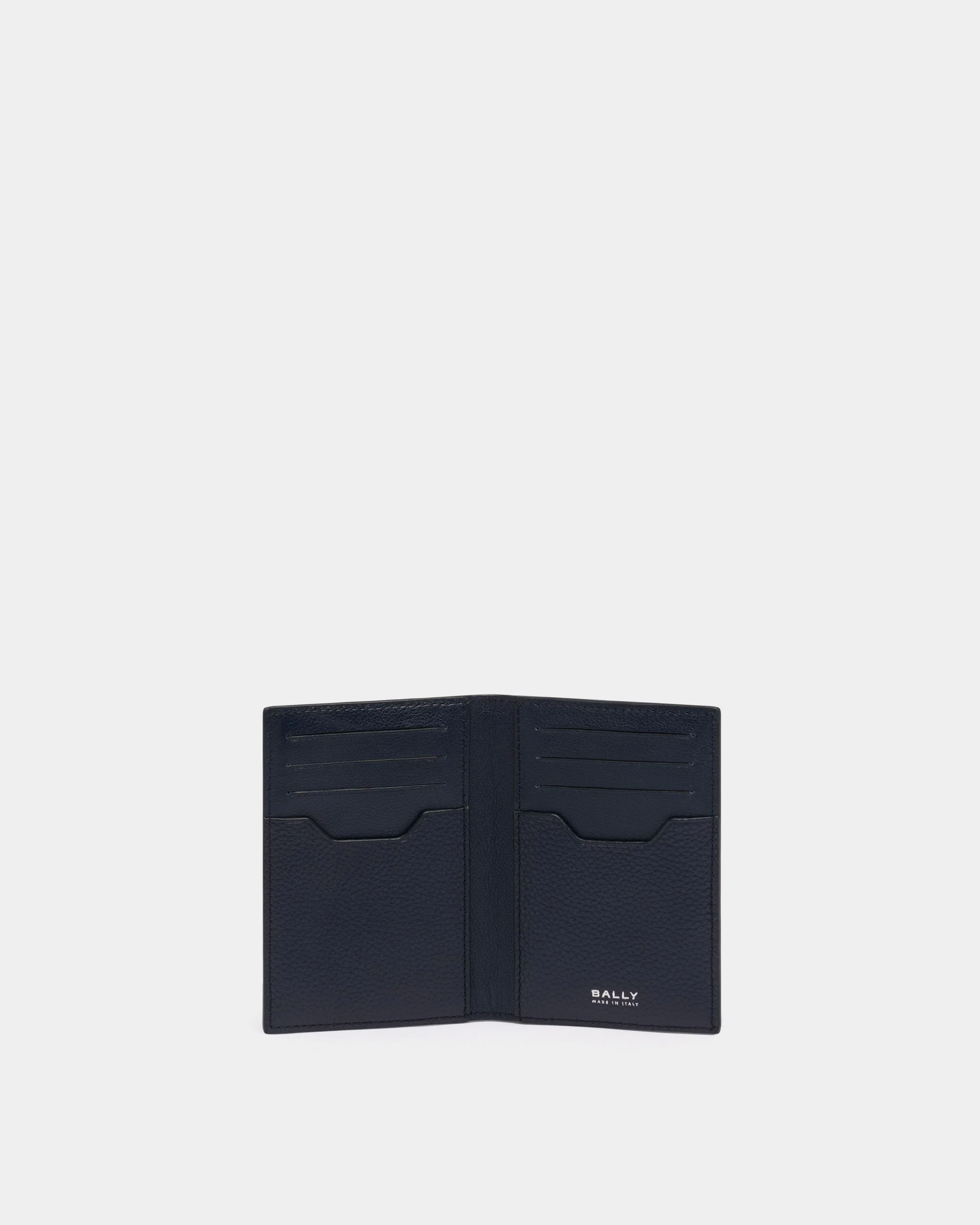 Capitol Card Holder in Navy Blue Grained Leather - Image 3