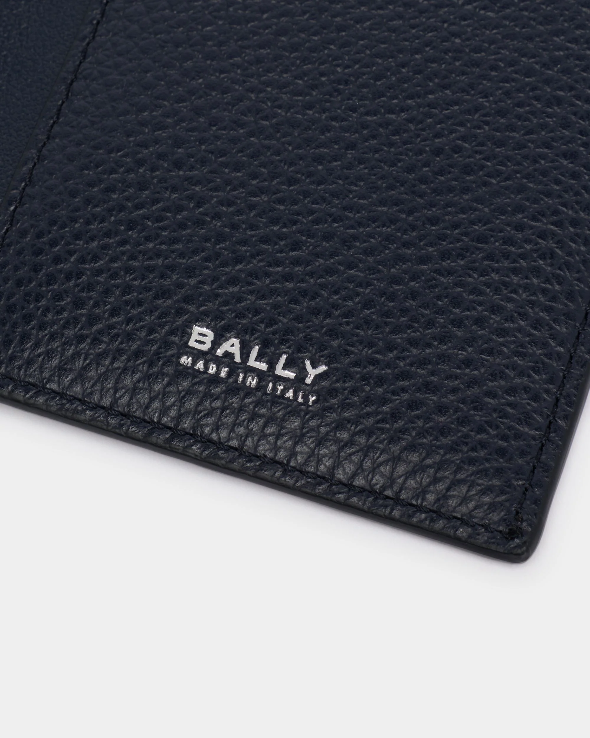 Capitol Card Holder in Navy Blue Grained Leather - Image 4