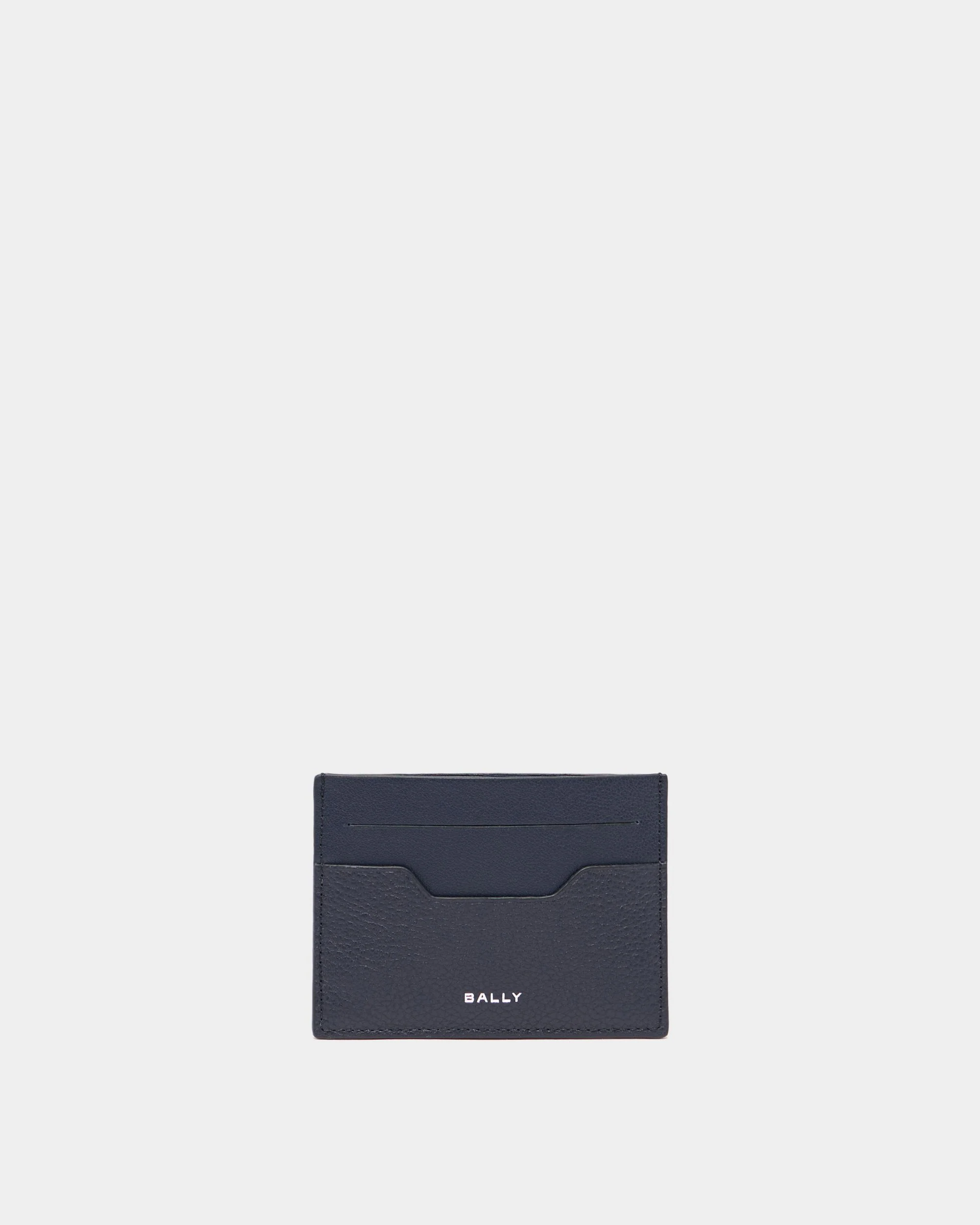 Capitol Card Holder in Navy Blue Grained Leather