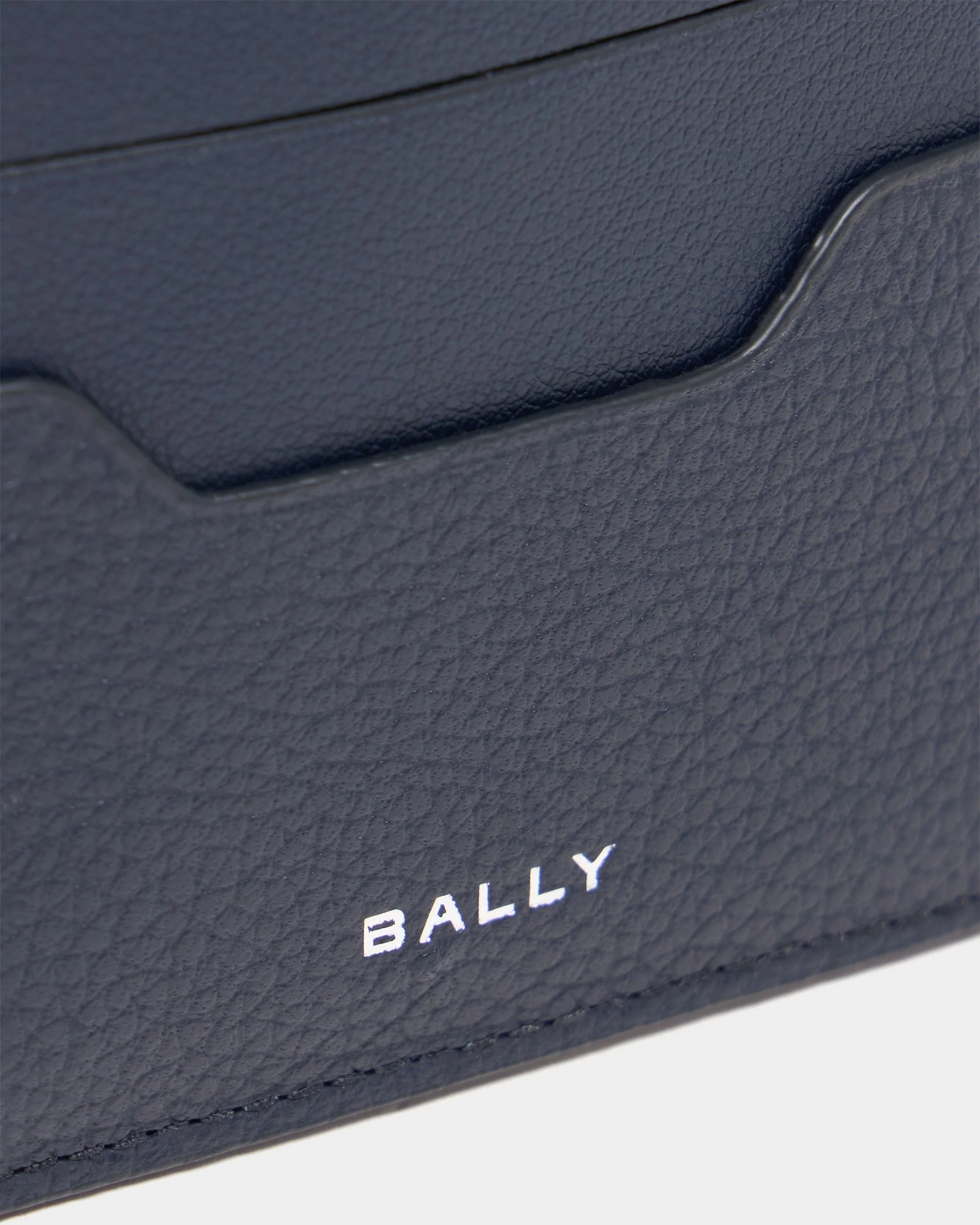Capitol Card Holder in Navy Blue Grained Leather - Image 4