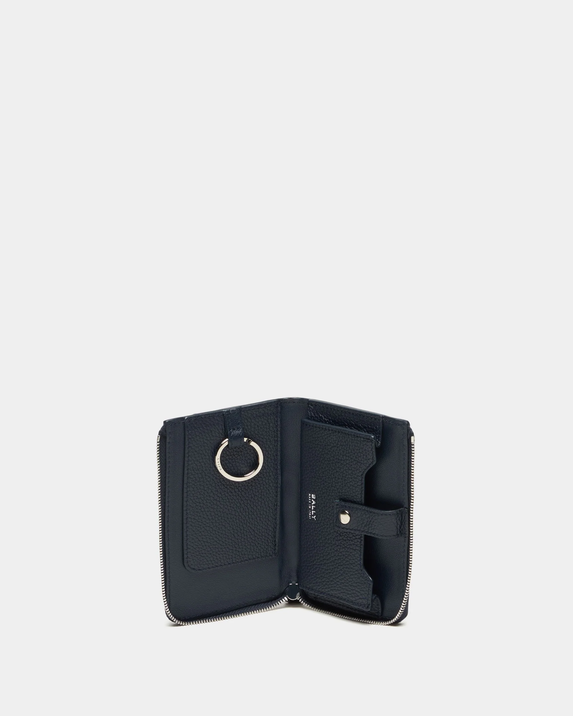 Capitol Card Holder in Navy Blue Grained Leather - Image 3