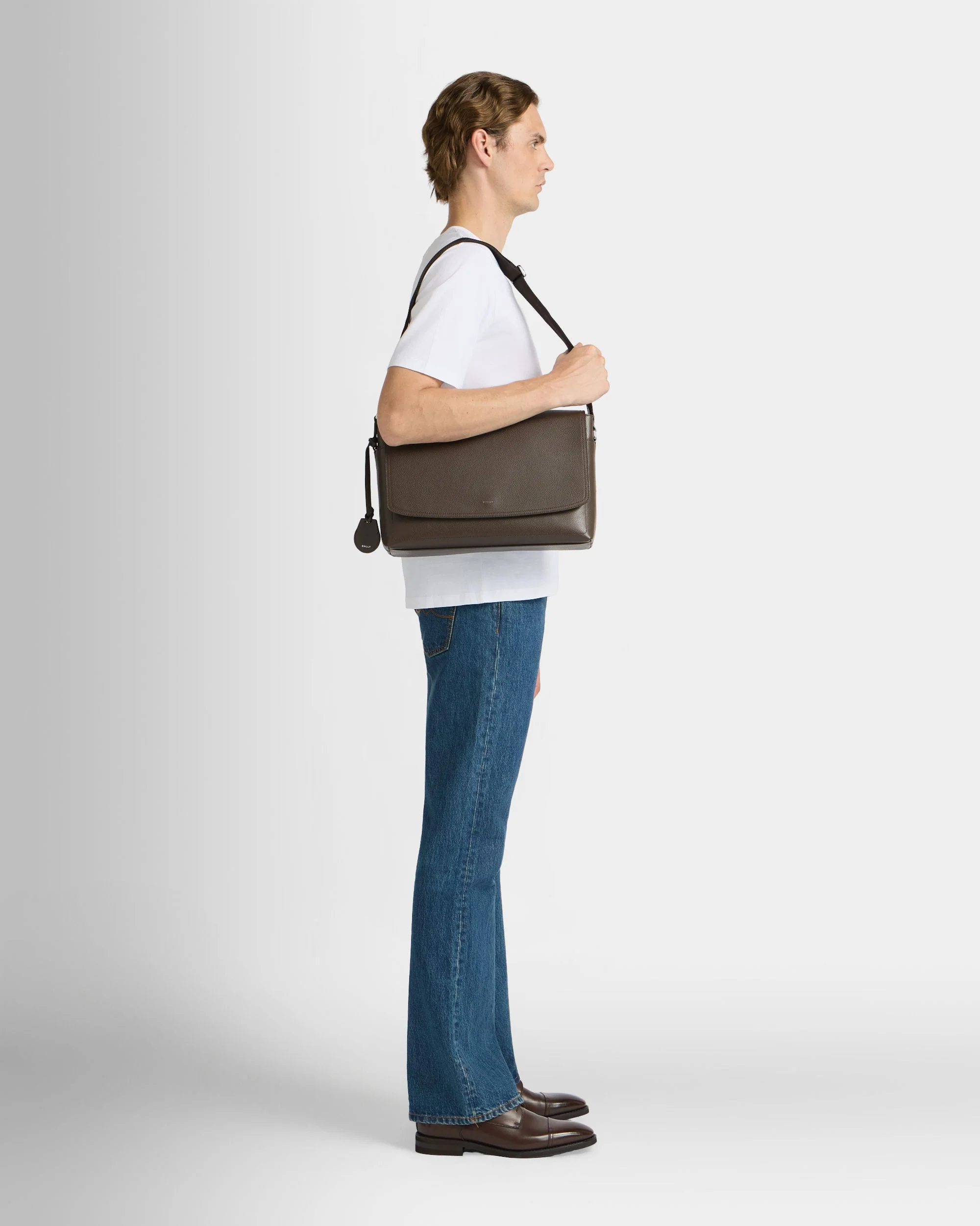 Capitol Crossbody Bag in Ebano Grained Leather - Image 2