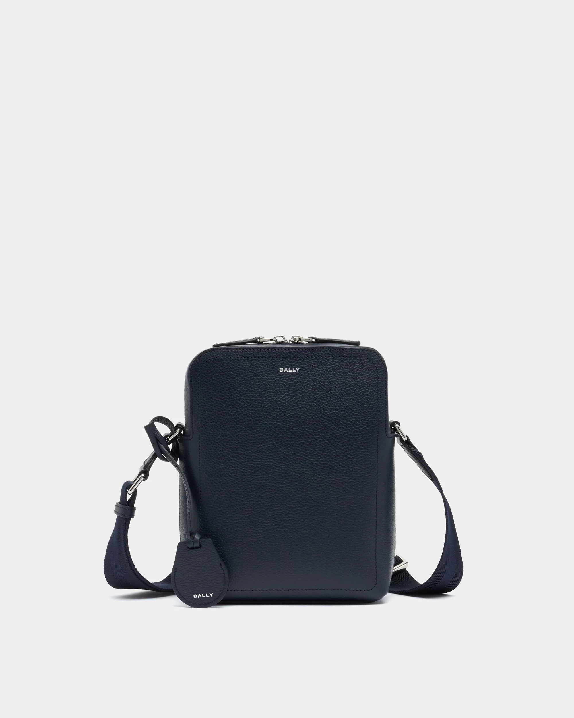 Capitol Crossbody Bag in Navy Blue Grained Leather