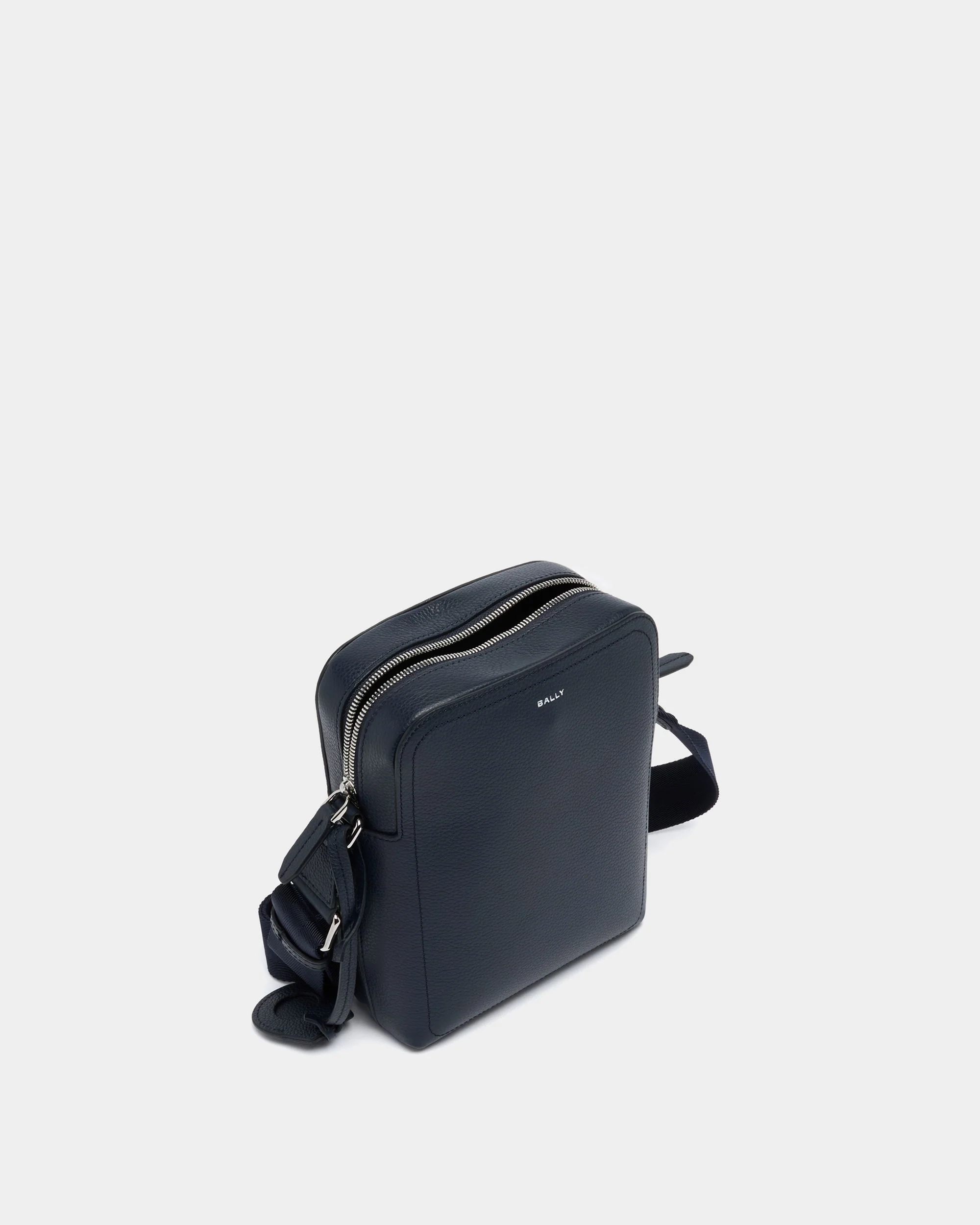 Capitol Crossbody Bag in Navy Blue Grained Leather - Image 4