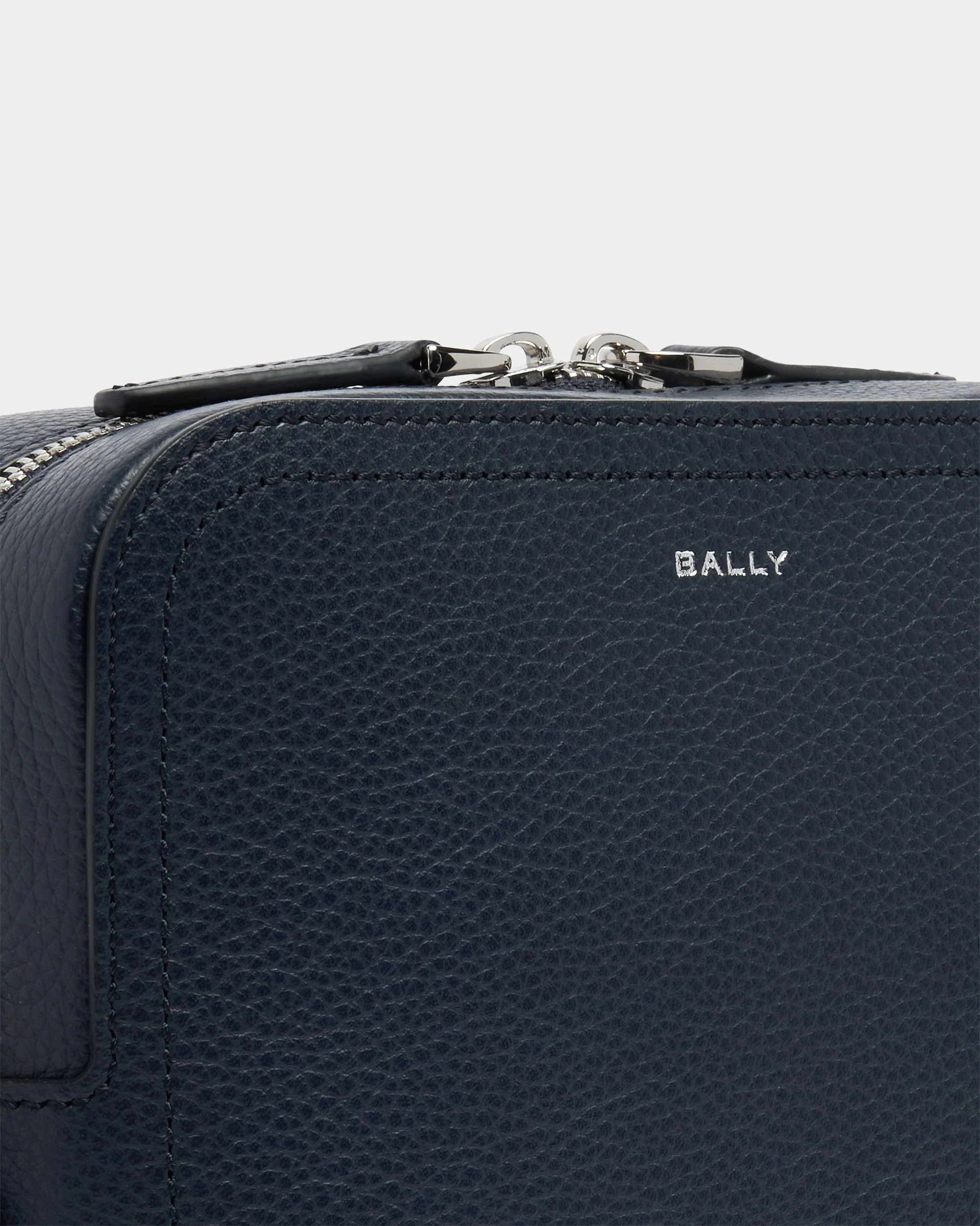 Capitol Crossbody Bag in Navy Blue Grained Leather - Image 5