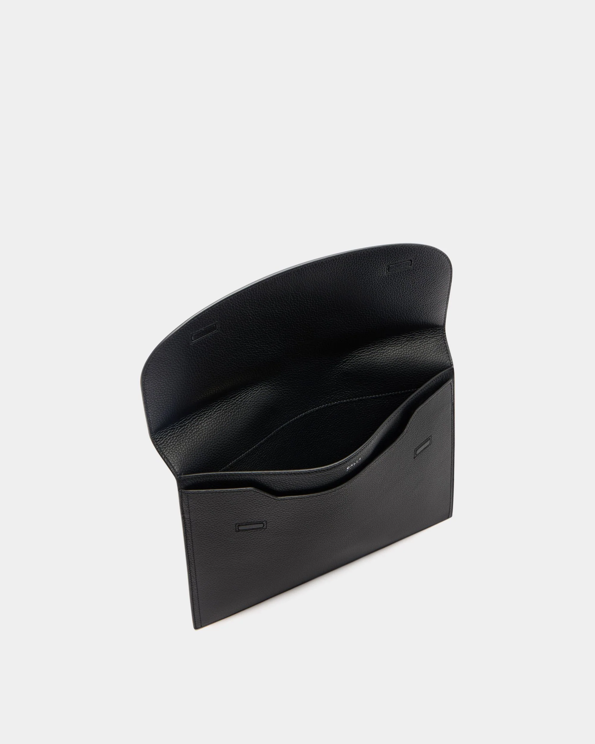Capitol Flap Bag in Black Grained Leather - Image 4
