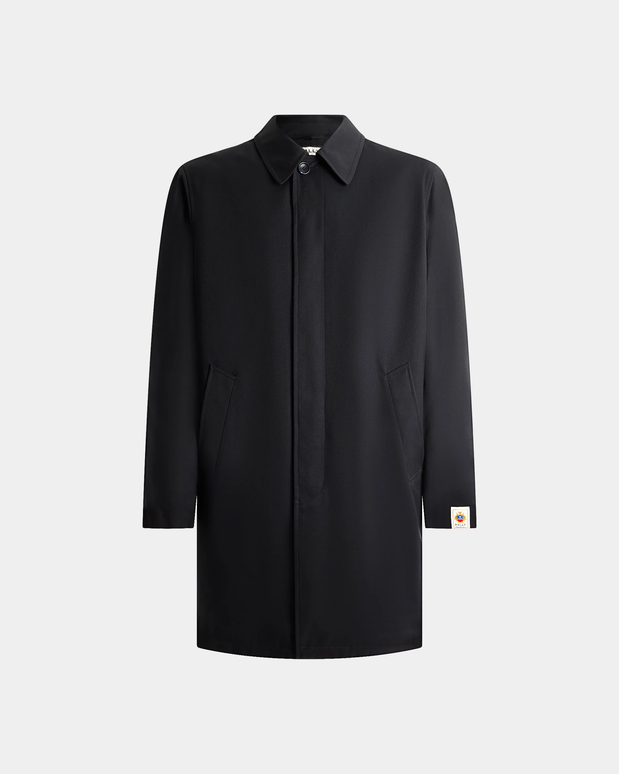 Car Coat in a Navy Blue Cotton Polyester Blend