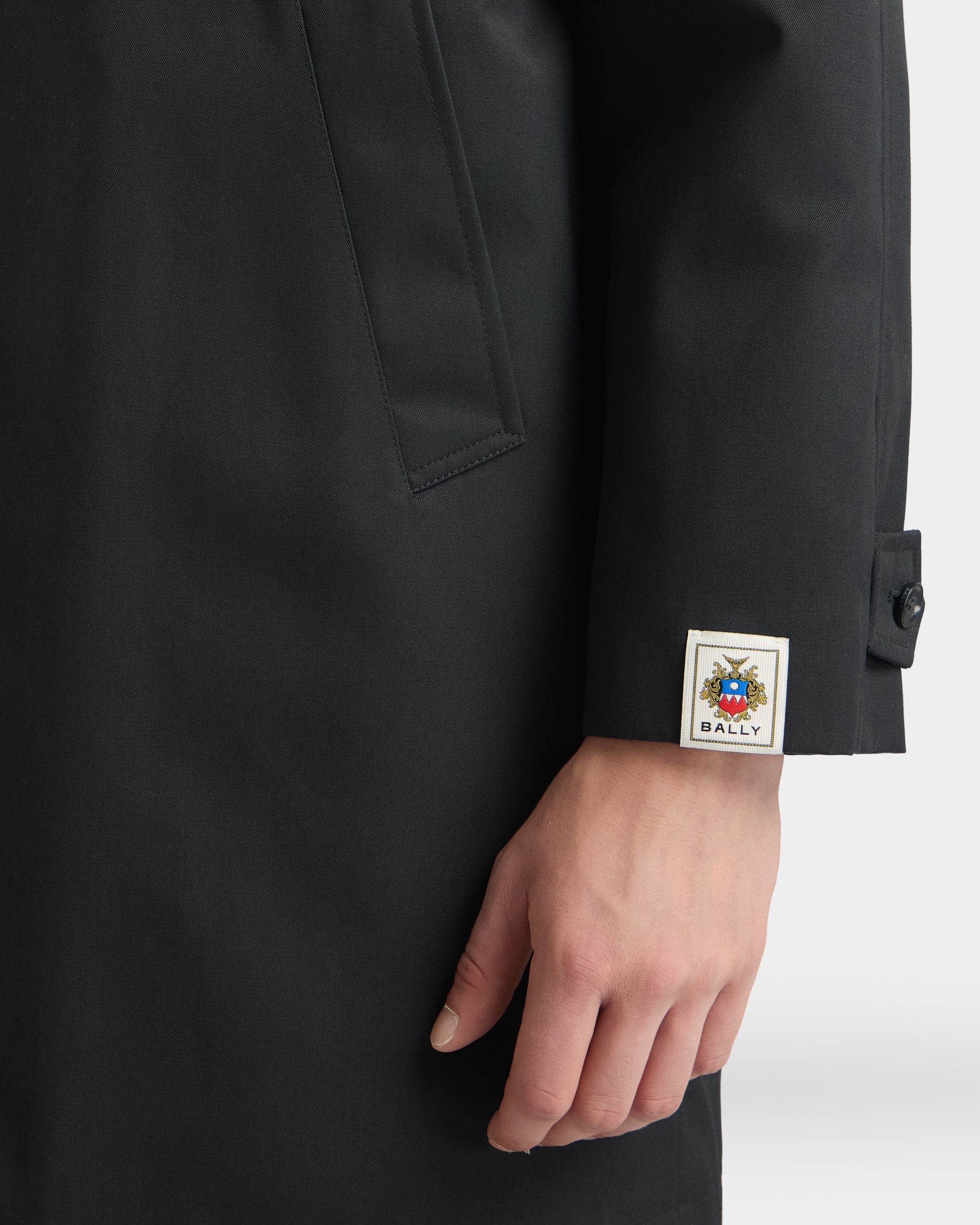 Car Coat in a Navy Blue Cotton Polyester Blend - Image 3