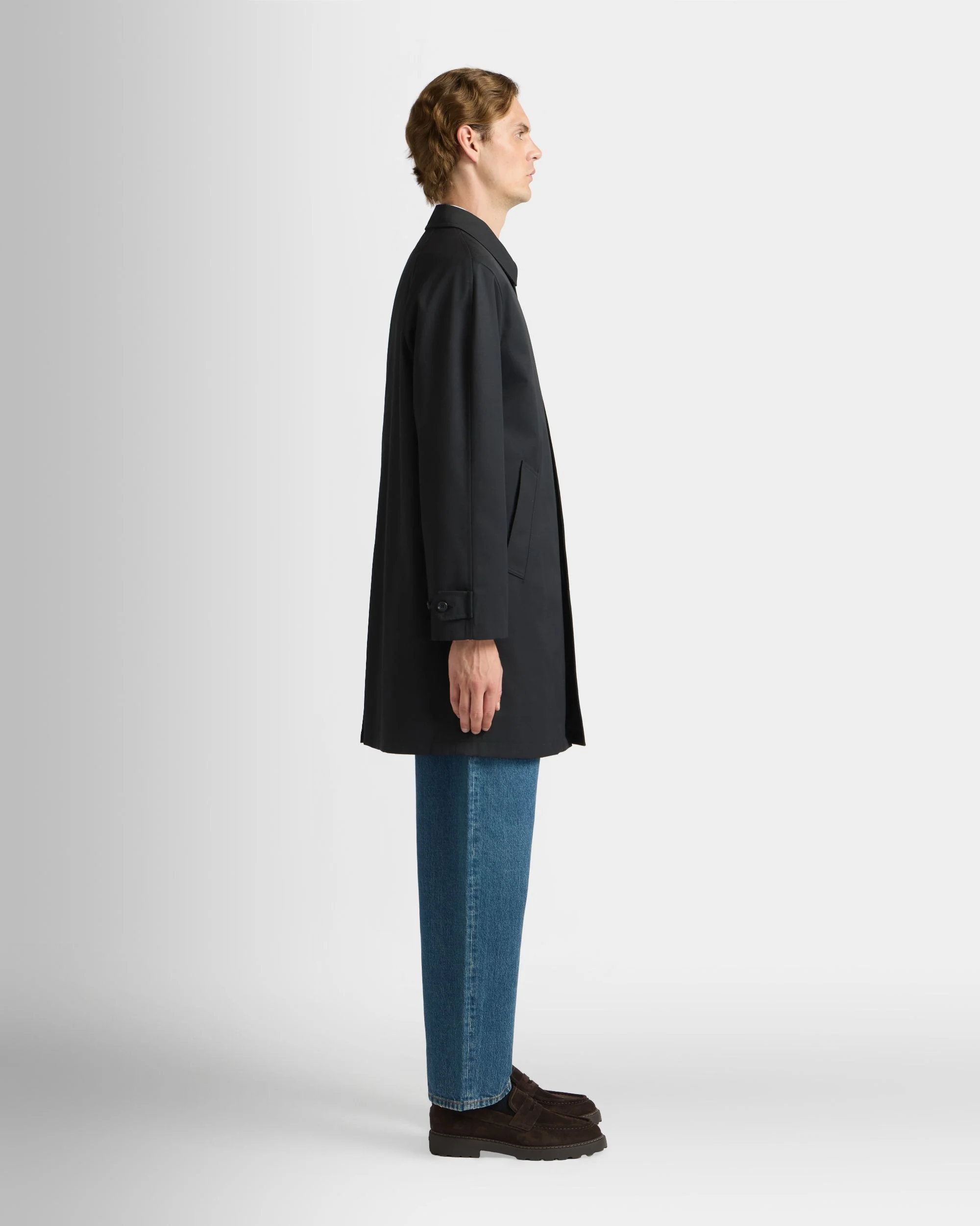 Car Coat in a Navy Blue Cotton Polyester Blend - Image 5