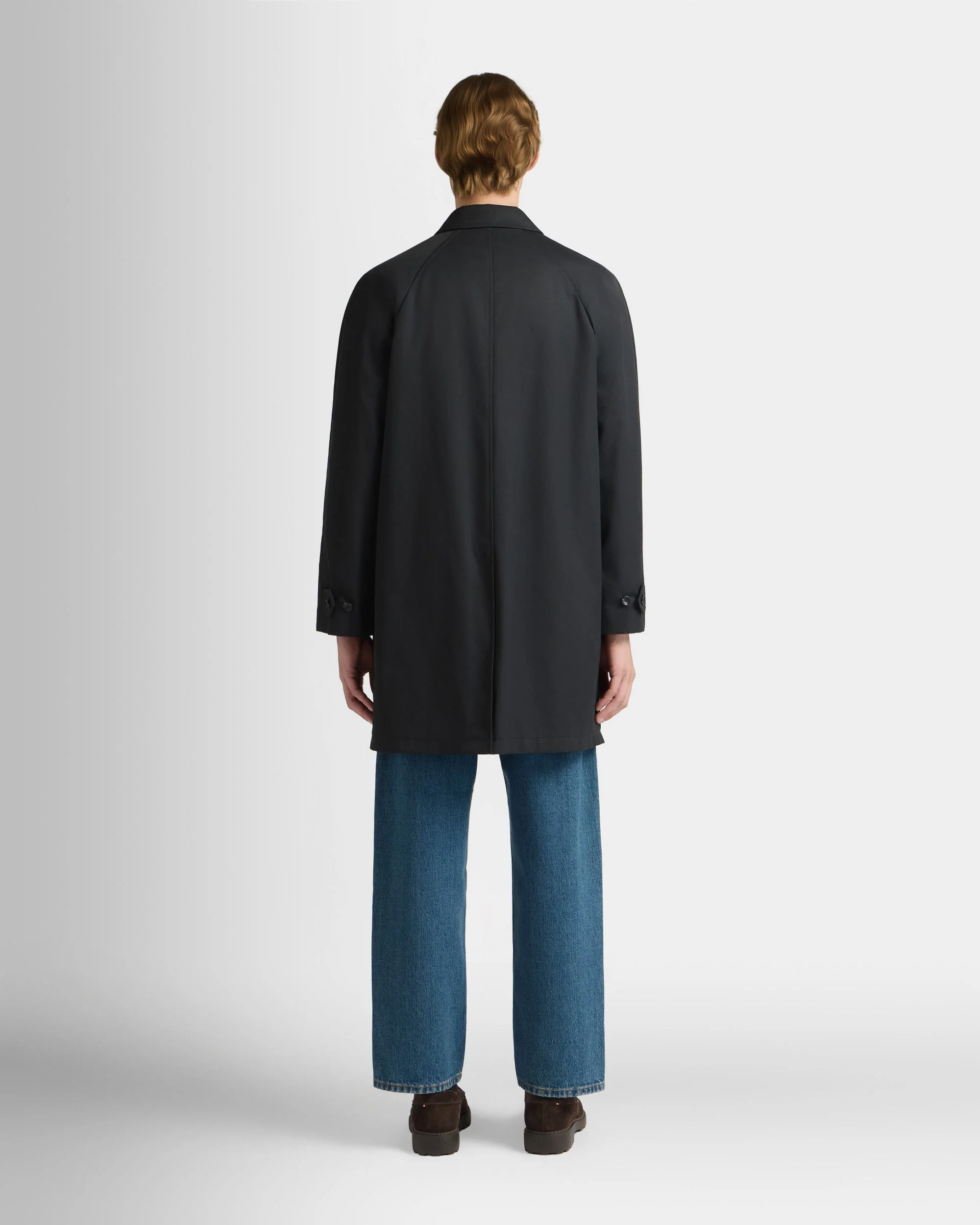 Car Coat in a Navy Blue Cotton Polyester Blend - Image 6