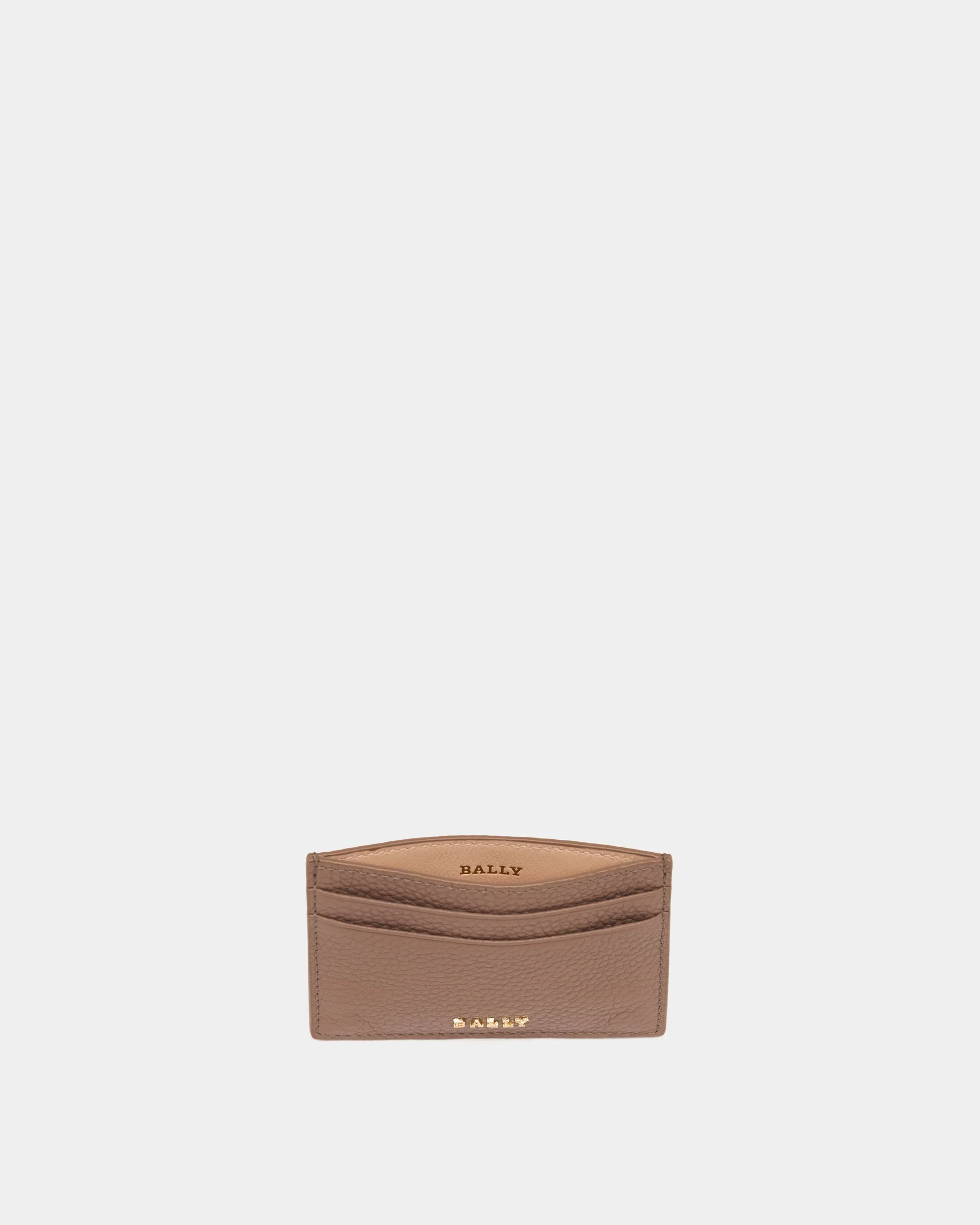 Card Holder in Beige Grained Leather - Image 3