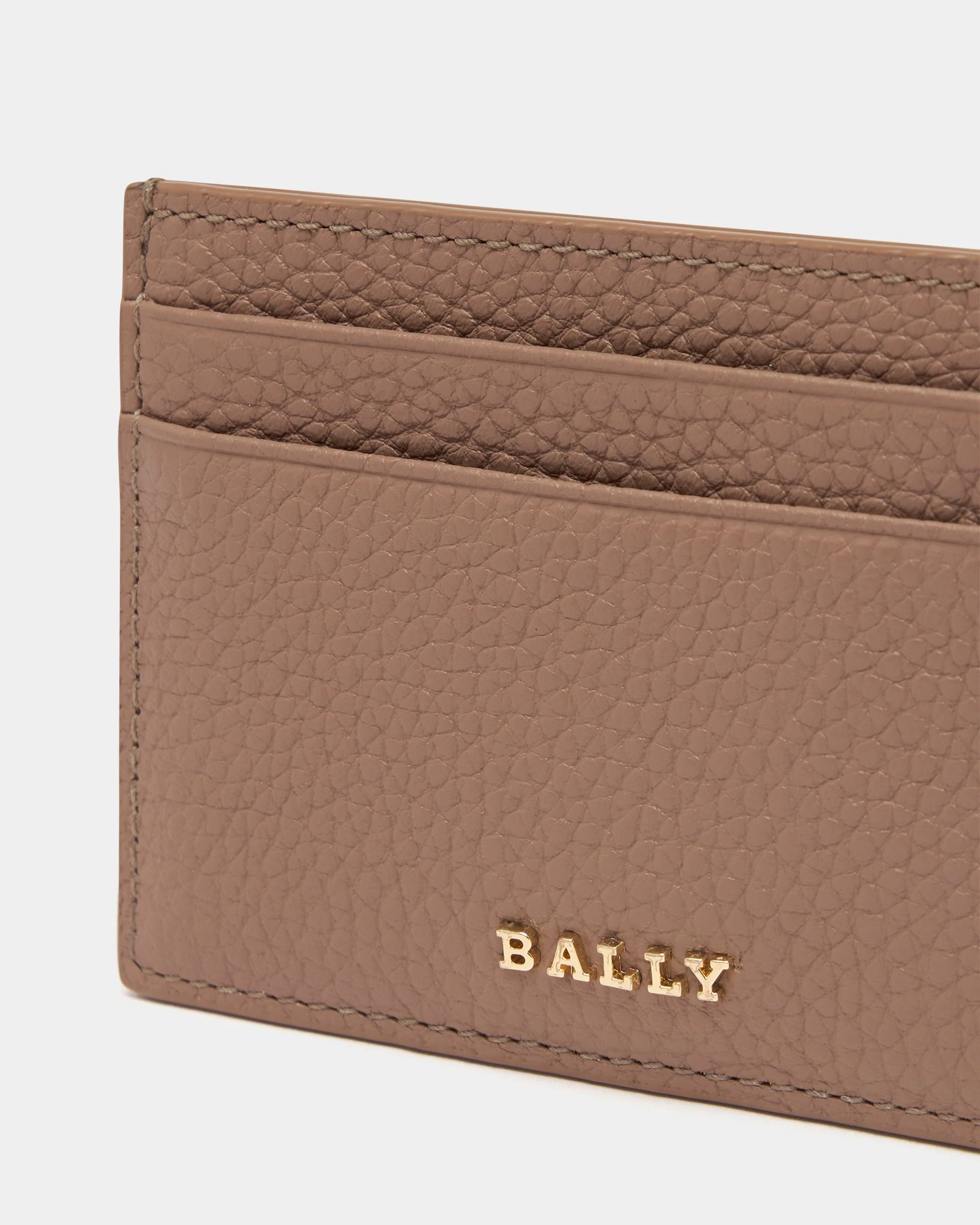 Card Holder in Beige Grained Leather - Image 4
