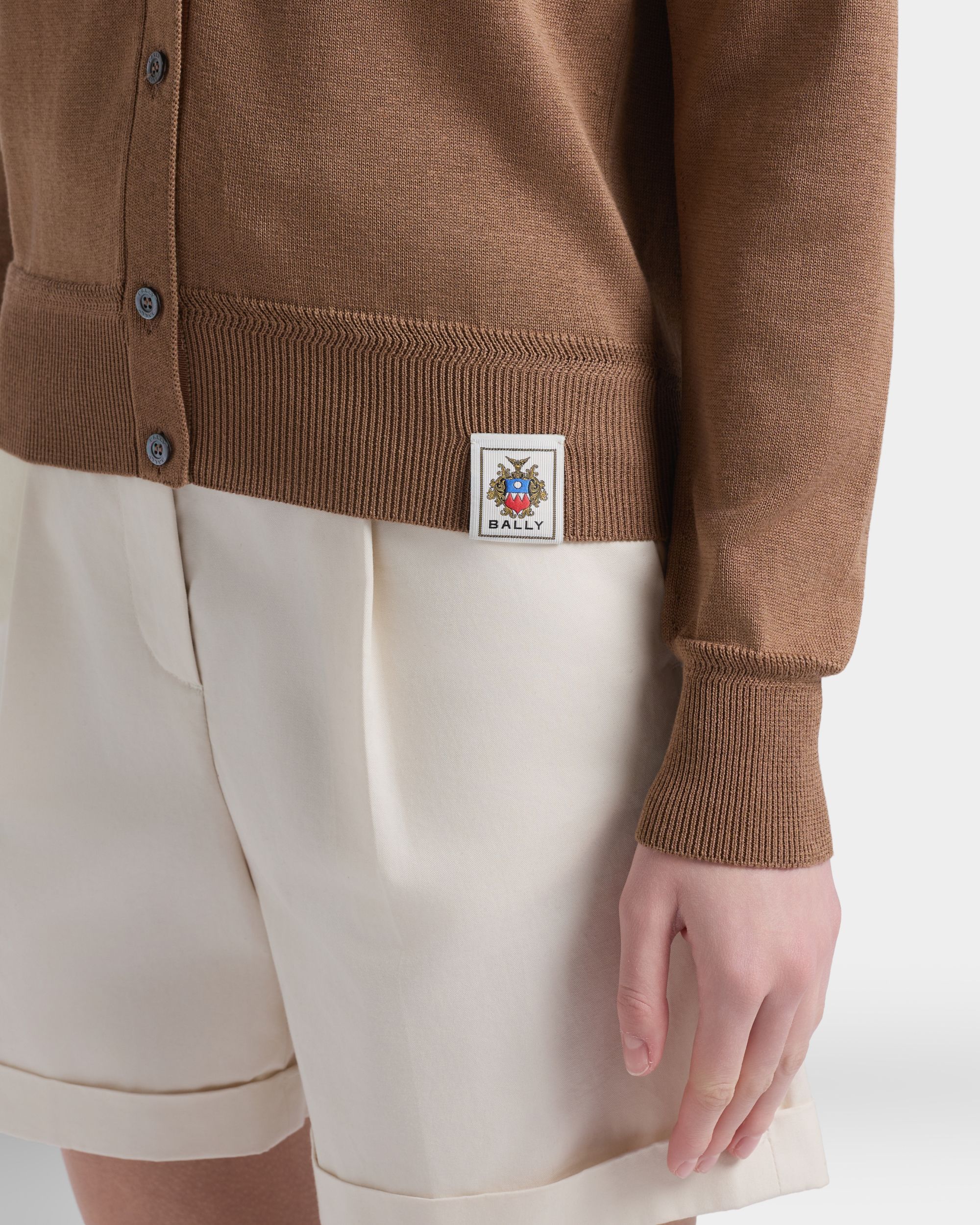 Cardigan in Camel Cotton and Silk - Image 3