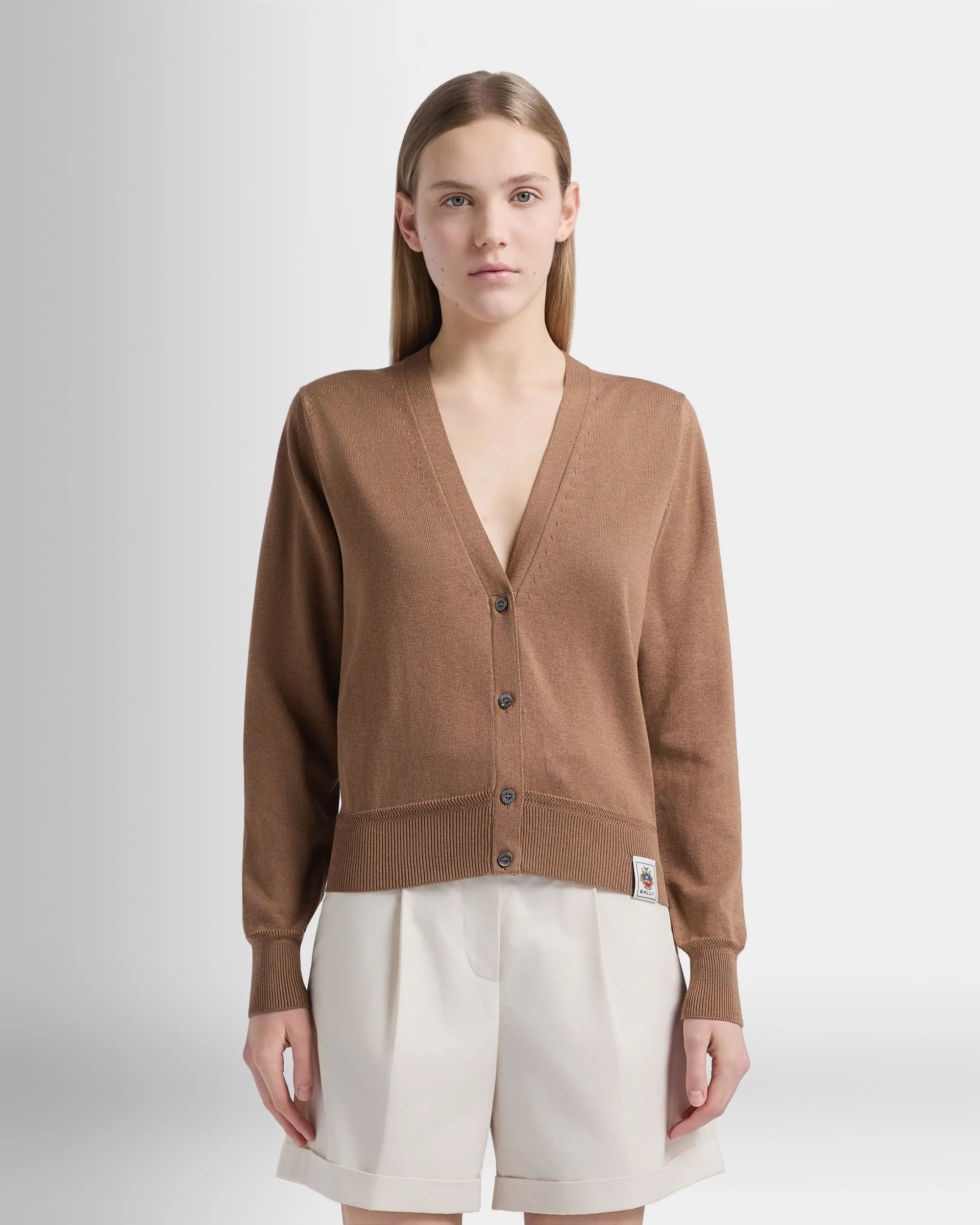 Cardigan in Camel Cotton and Silk - Image 8