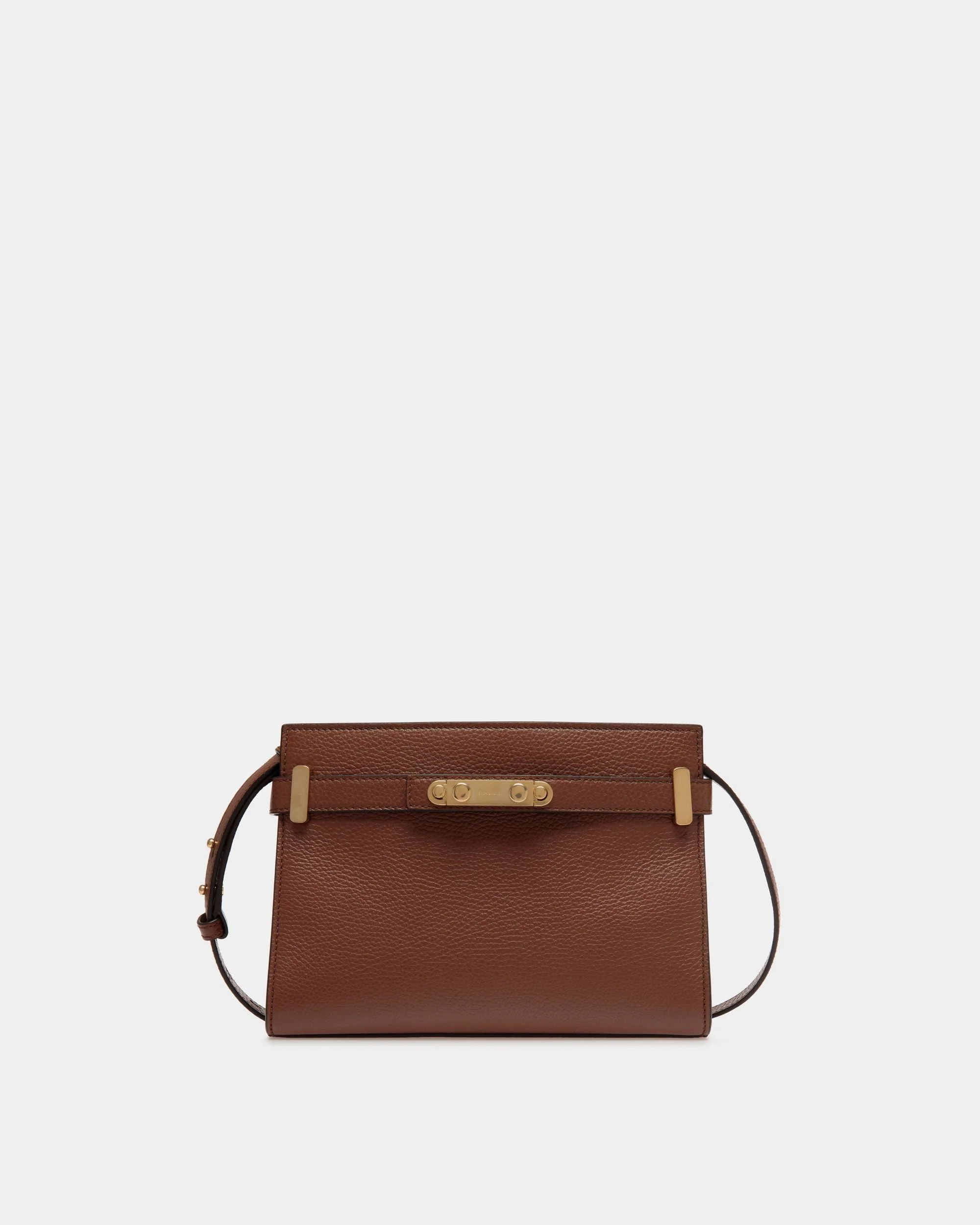 Carriage Crossbody Bag in Brown Grained Leather