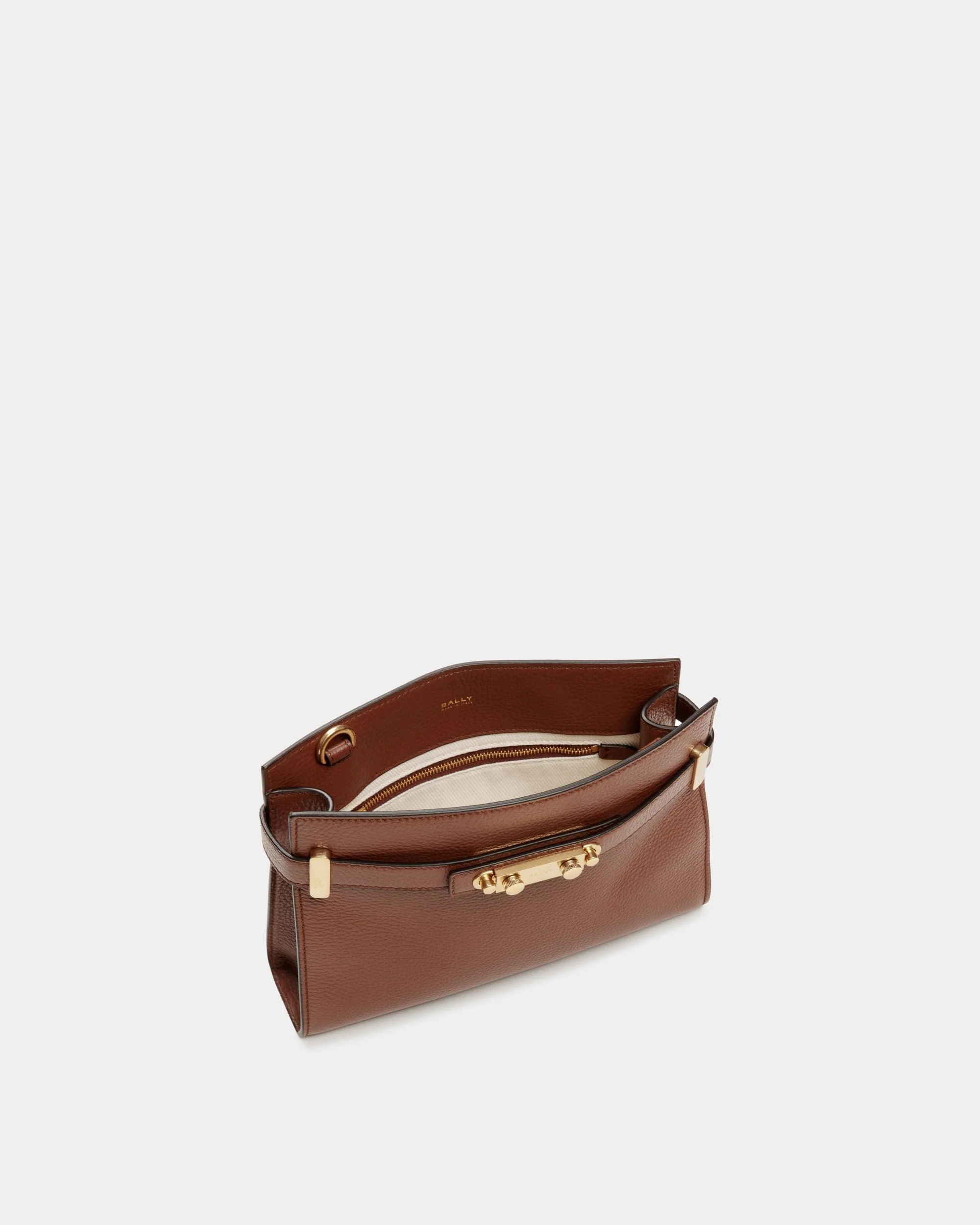 Carriage Crossbody Bag in Brown Grained Leather - Image 4