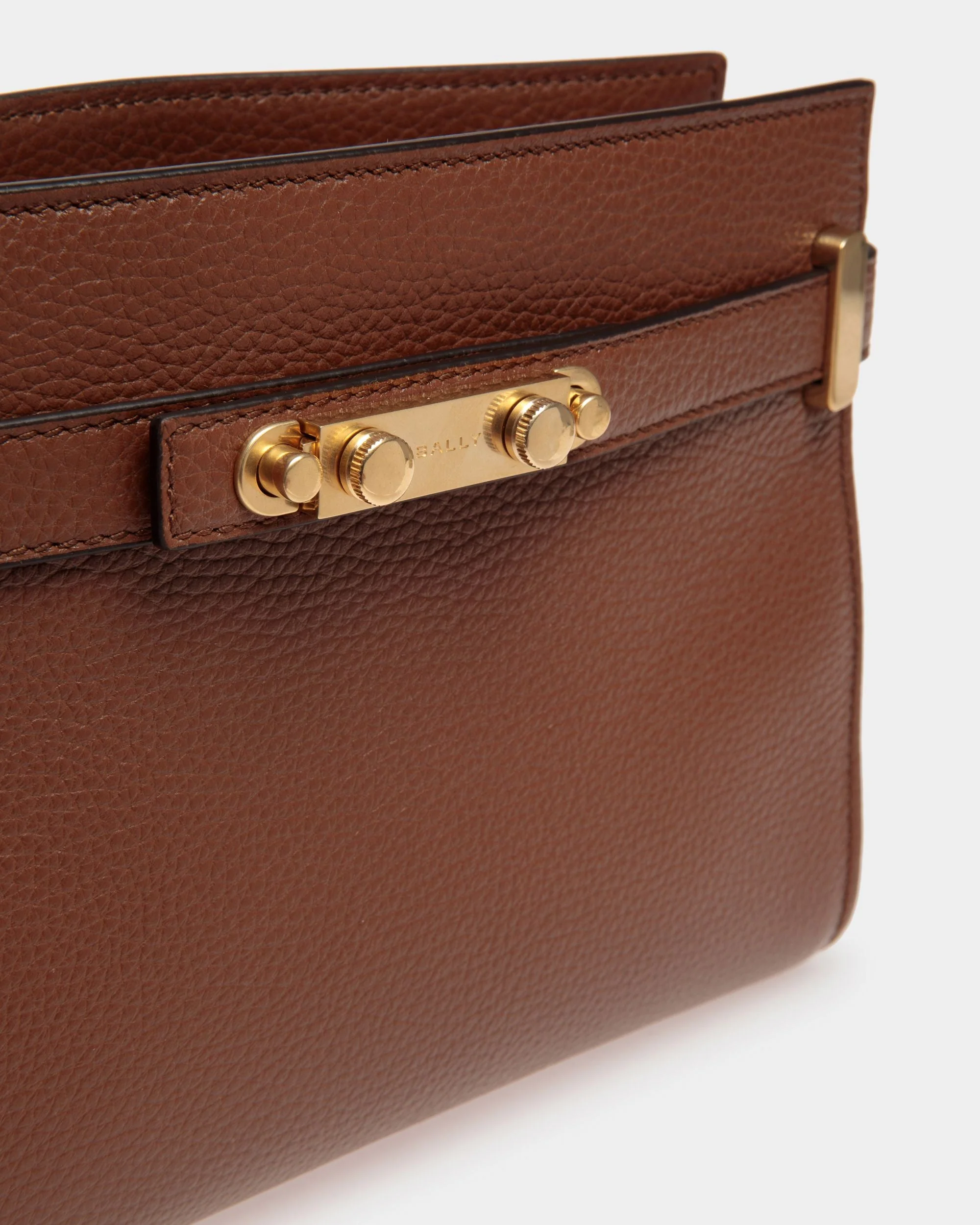 Carriage Crossbody Bag in Brown Grained Leather - Image 5
