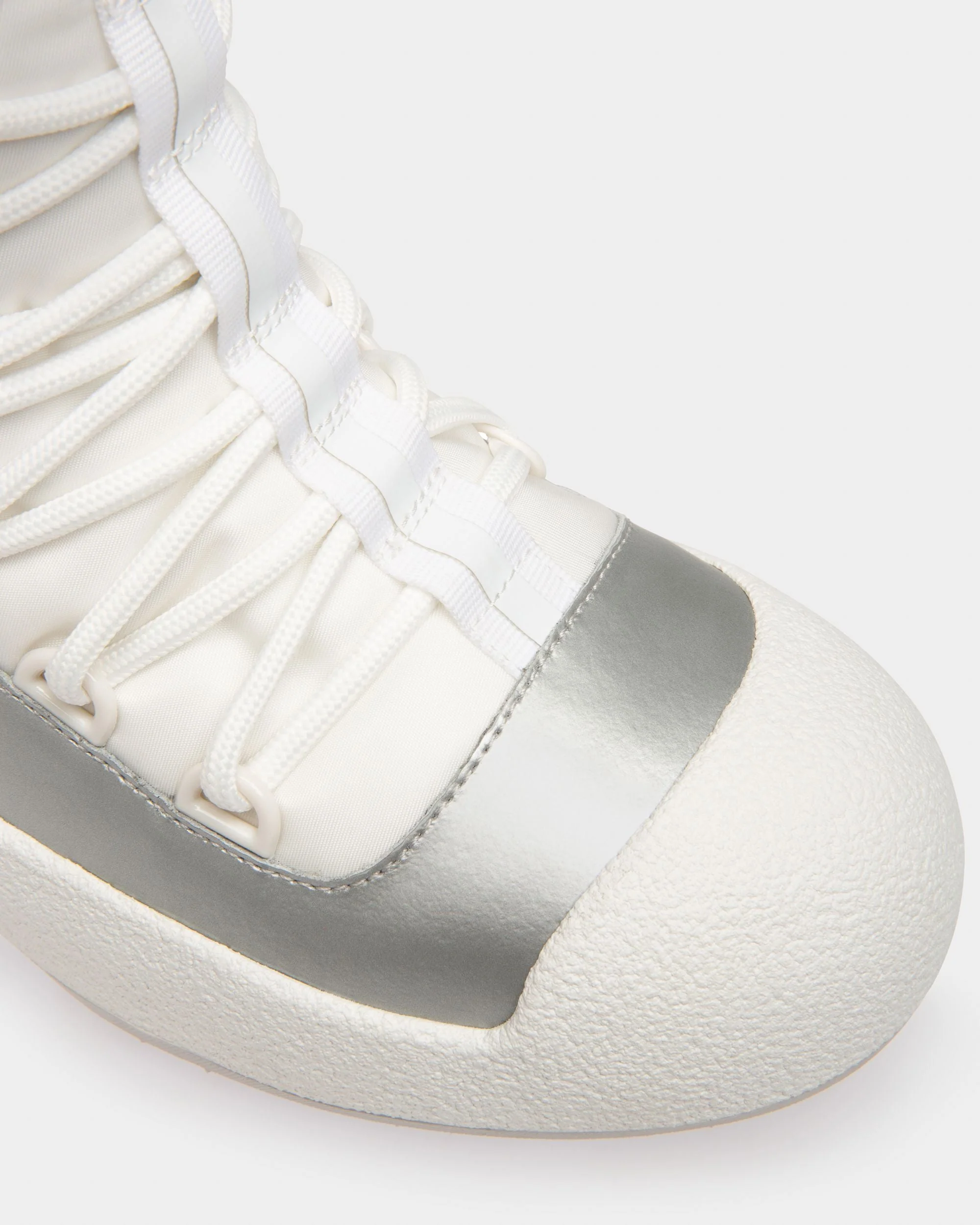 Cathye Recycled Nylon & Leather Boots In White & Silver - Image 6