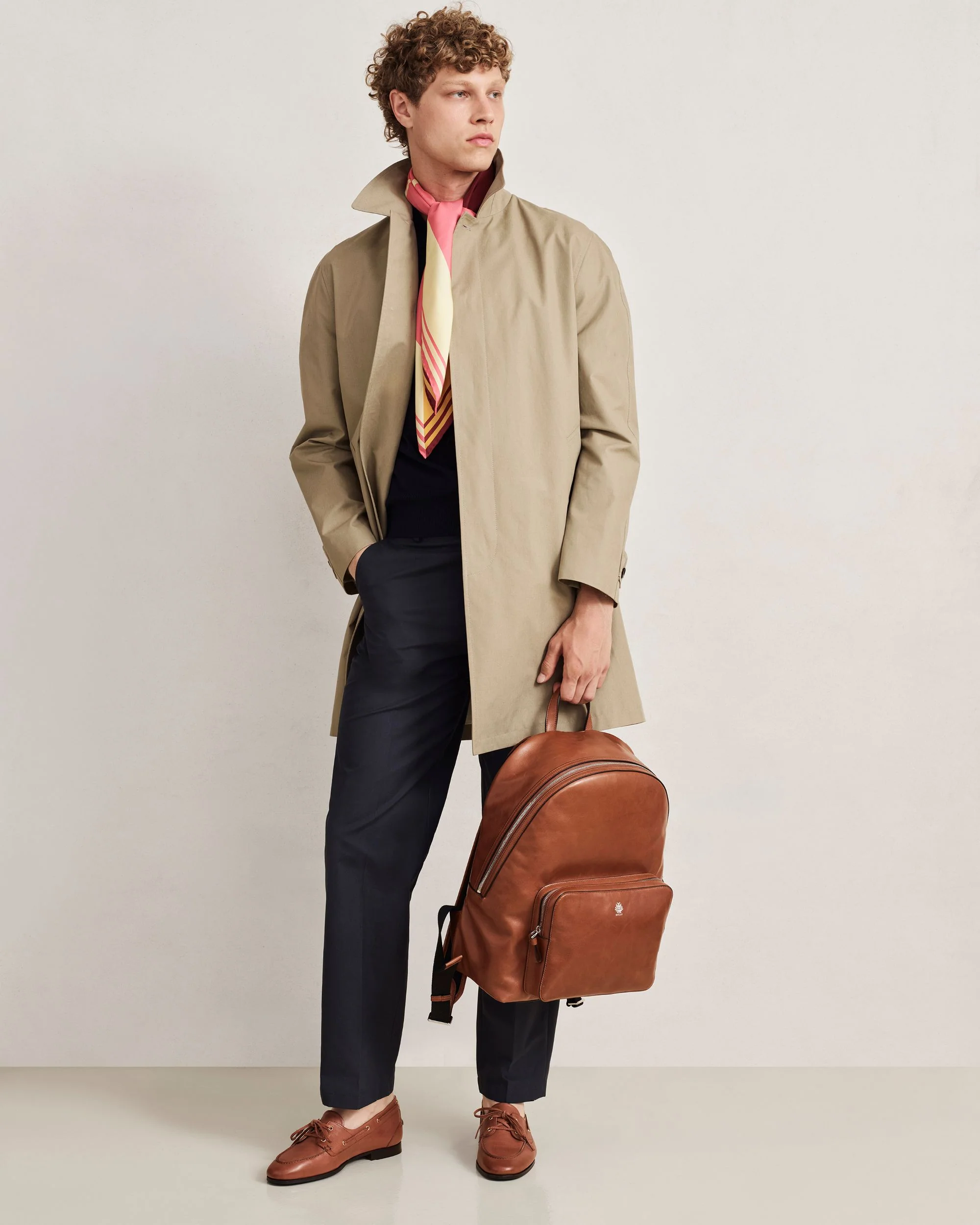 Chino Trousers in Navy Blue Cotton - Image 2