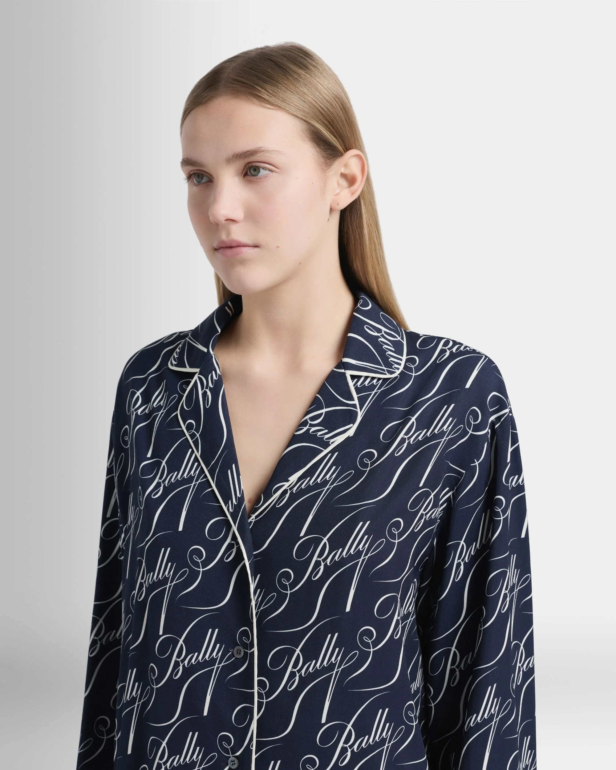 Christmas Capsule Shirt in Navy Blue Twill - Image 3