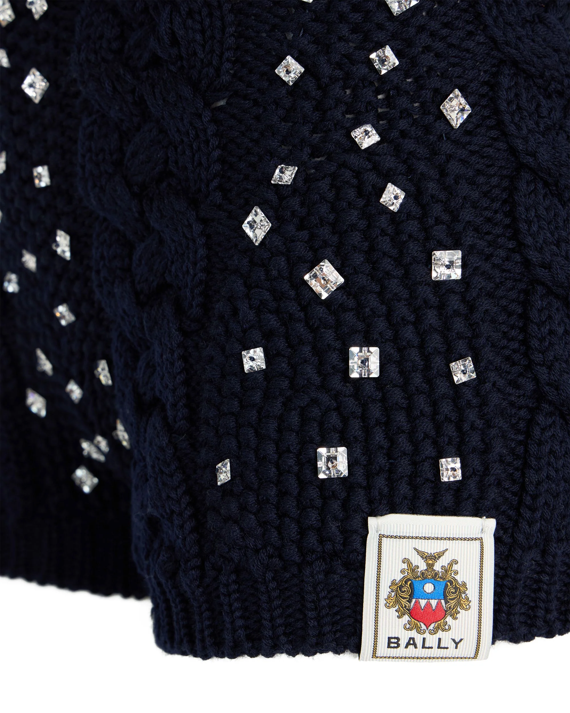 Christmas Shorts in Navy Blue Wool With Rhinestones - Image 3