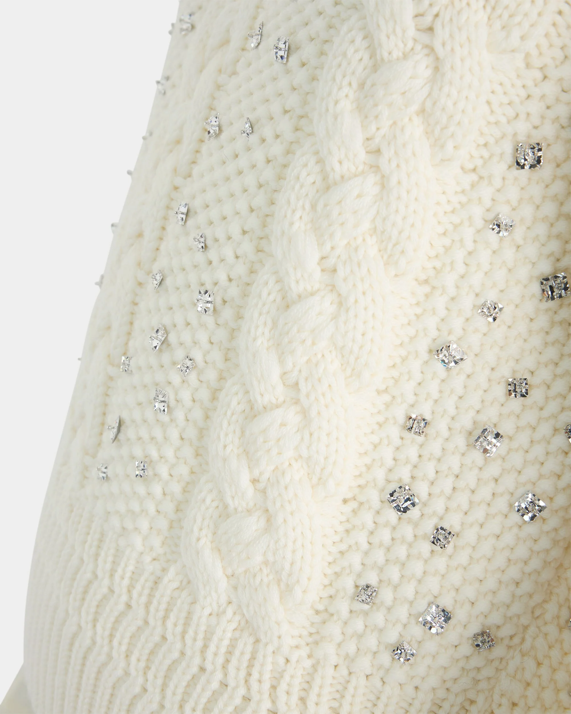 Christmas T-Shirt in Ivory Wool With Rhinestones - Image 3