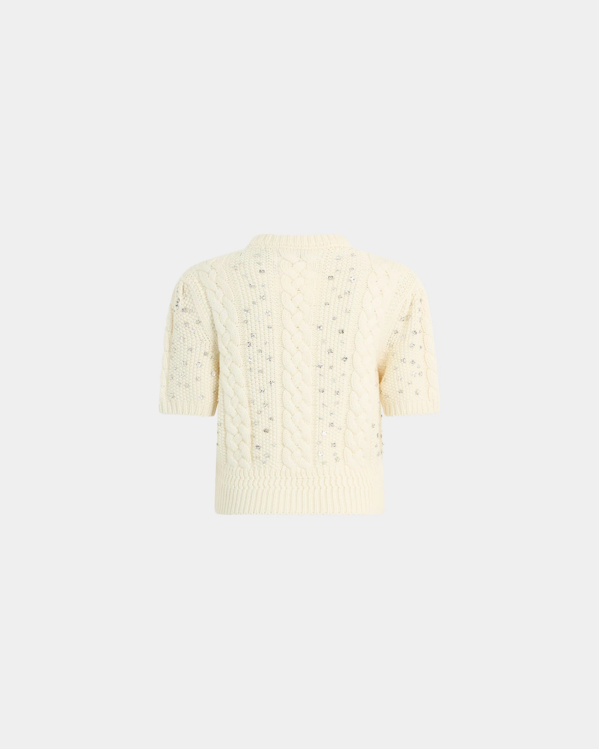 Christmas T-Shirt in Ivory Wool With Rhinestones - Image 4