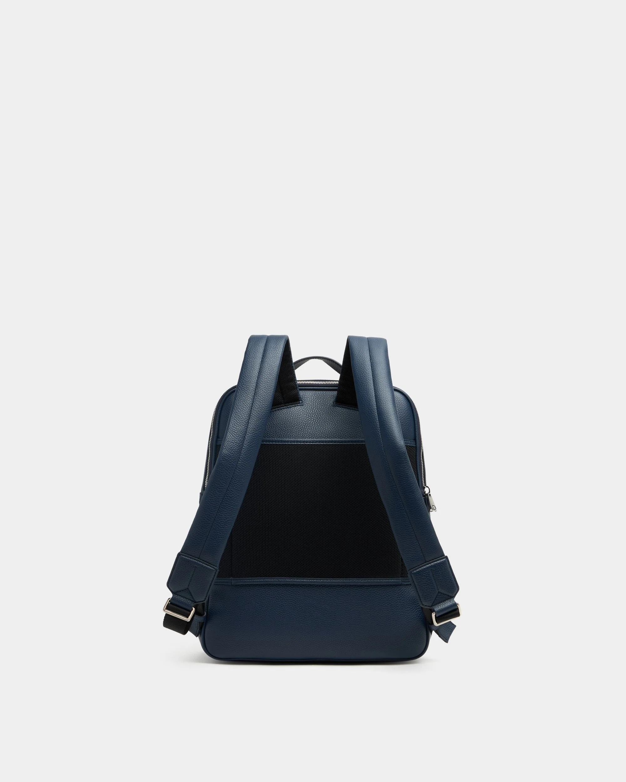 City Backpack in Navy Blue Grained Leather - Image 3